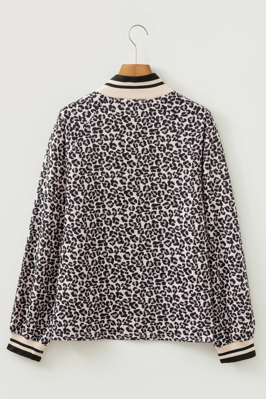Leopard Half Zip Long Sleeve Blouse