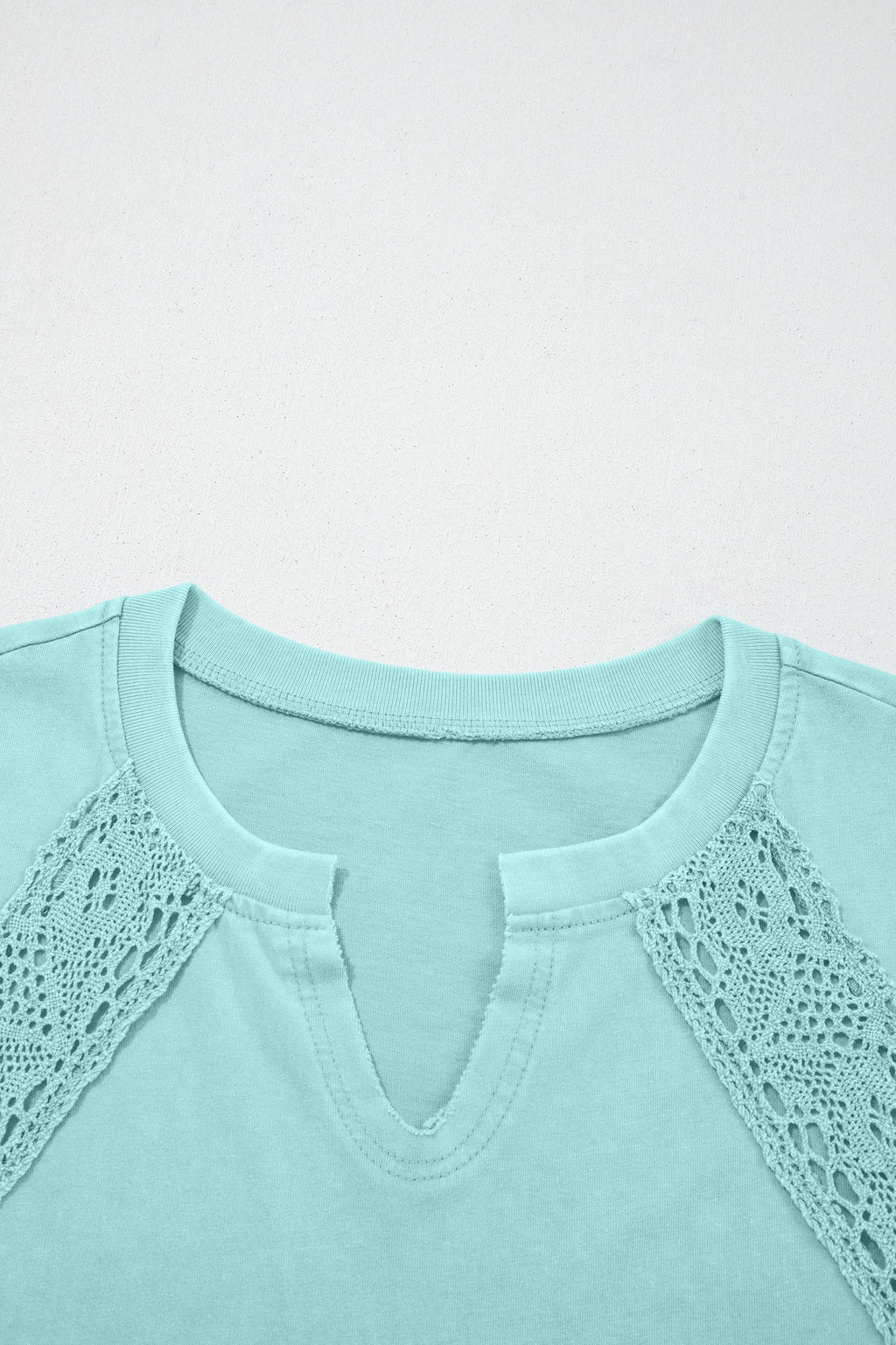 Mineral Wash Lace Patchwork Raglan Sleeve Tee