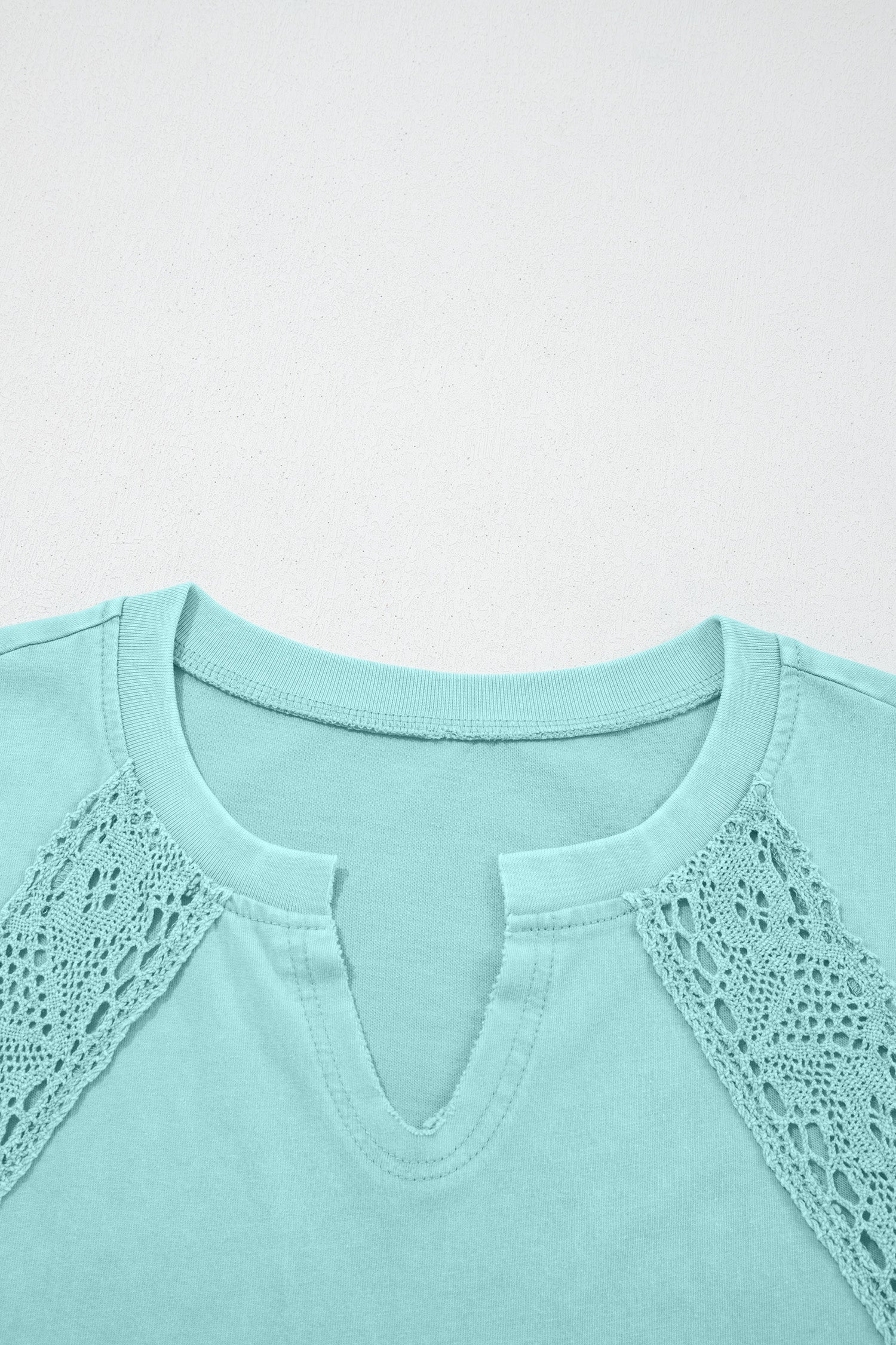 Mineral Wash Lace Patchwork Raglan Sleeve Tee