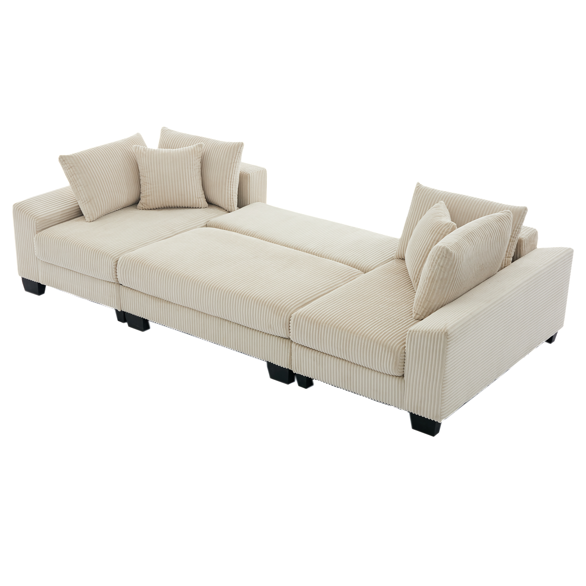 [NEW ARRIVED] [VIDEO PROVIDED] 114' Sleeper Sofa,U Shaped Sofa , Pull Out Bed,Convertible Oversize 2 in 1 Sleeper Sofa, Living Room,Upholstery Sofa Bed,Adjustable Sleeper Sofa,Corduroy,Beige