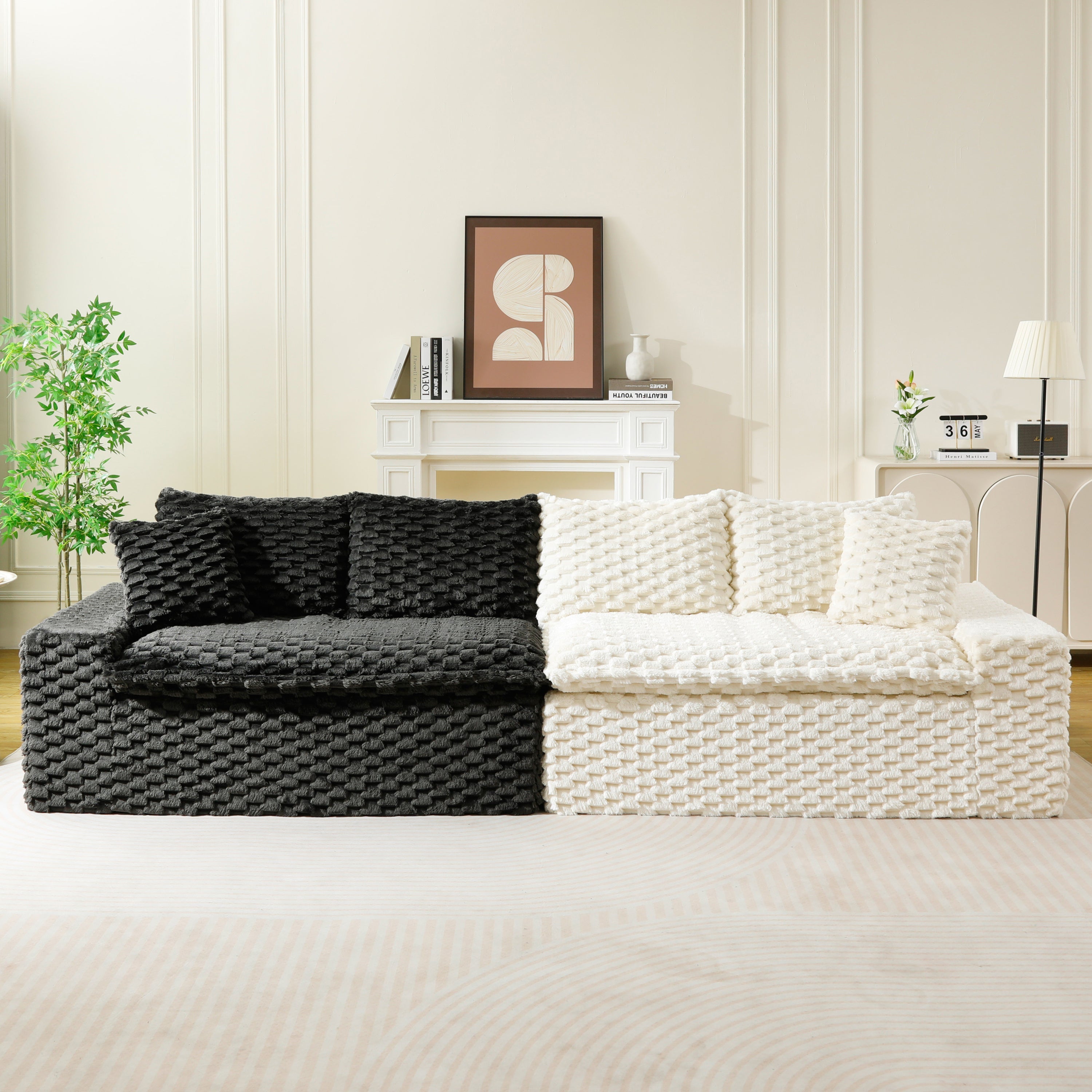 Luxury Color-Block Turtle Velvet Multifunctional Sofa - Arrangeable in Single Row, Side-by-Side or Facing Each Other, Stylish Living Room Furniture for Cozy Home Decor