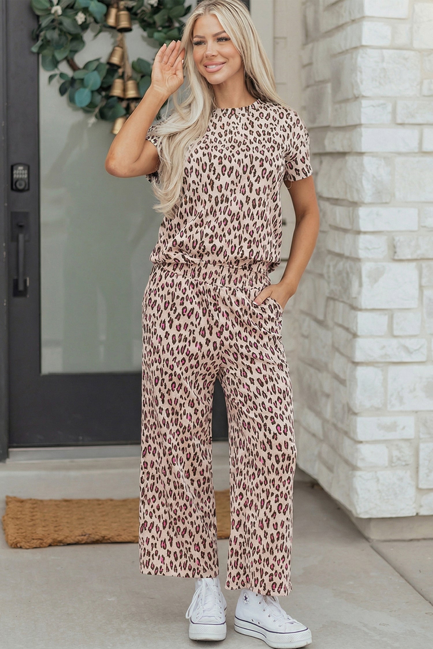 Leopard Short Sleeve Tee & Pants Set