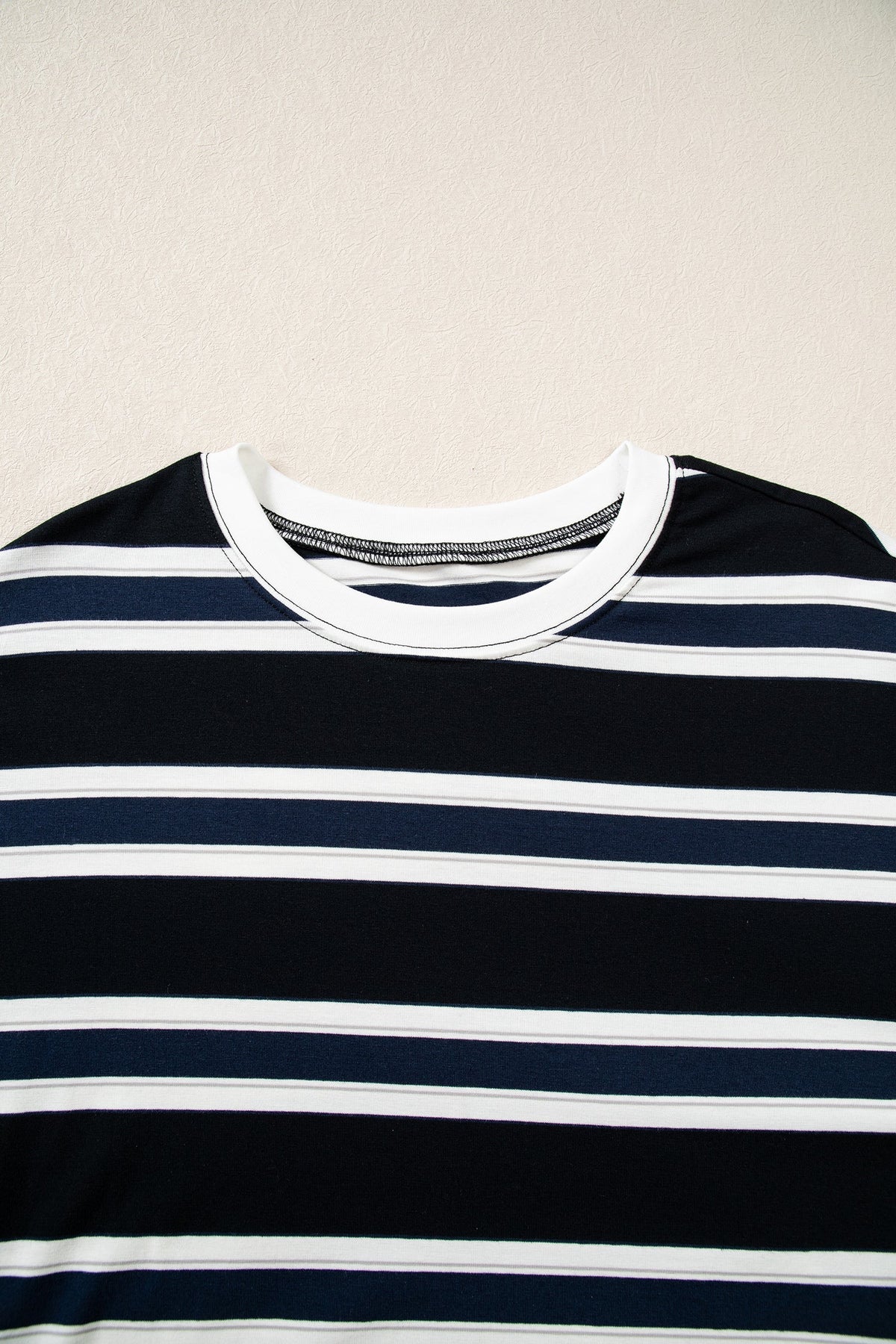 Stripe Colorblock Trim Drop Shoulder Sweatshirt