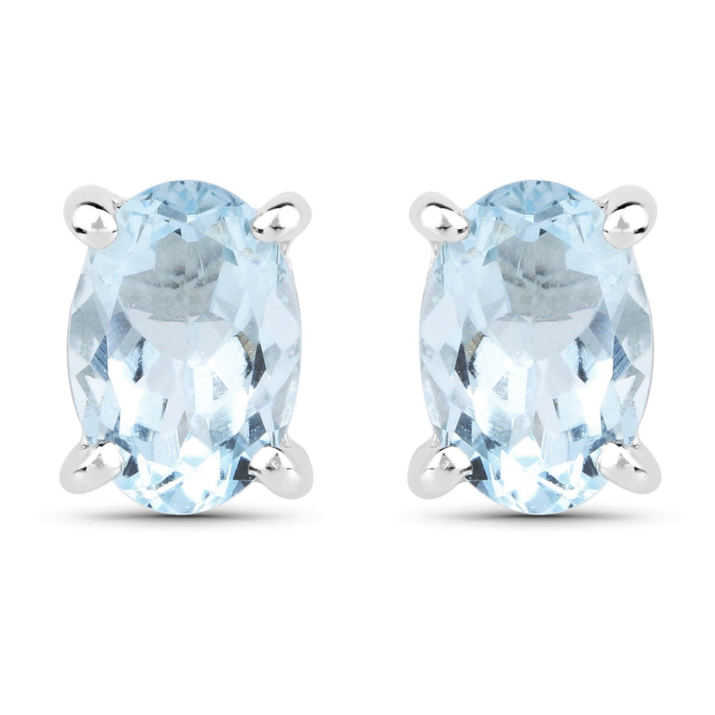 1.20 Carat Genuine Aquamarine .925 Sterling Silver Earrings