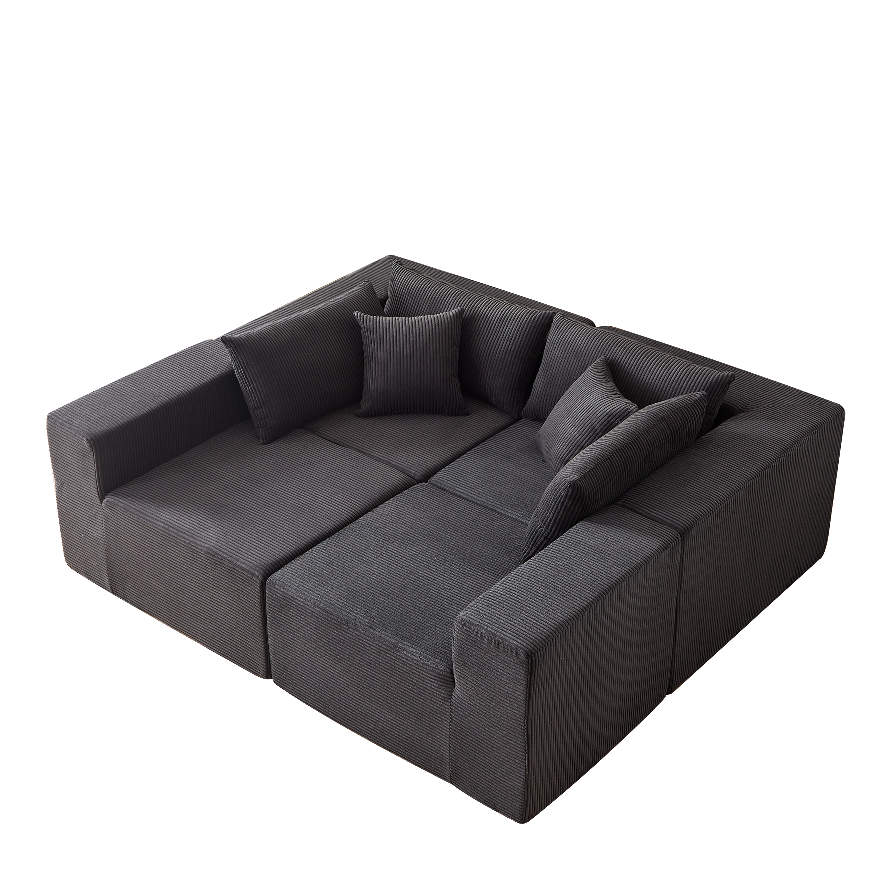 104-Inch Corduroy  Modular L Shaped Sectional Sofa,Luxury Floor Couch Set,Upholstered Indoor Furniture,Foam-Filled Compressed Sofa for Living Room,Bedroom,4 PC Free Combination