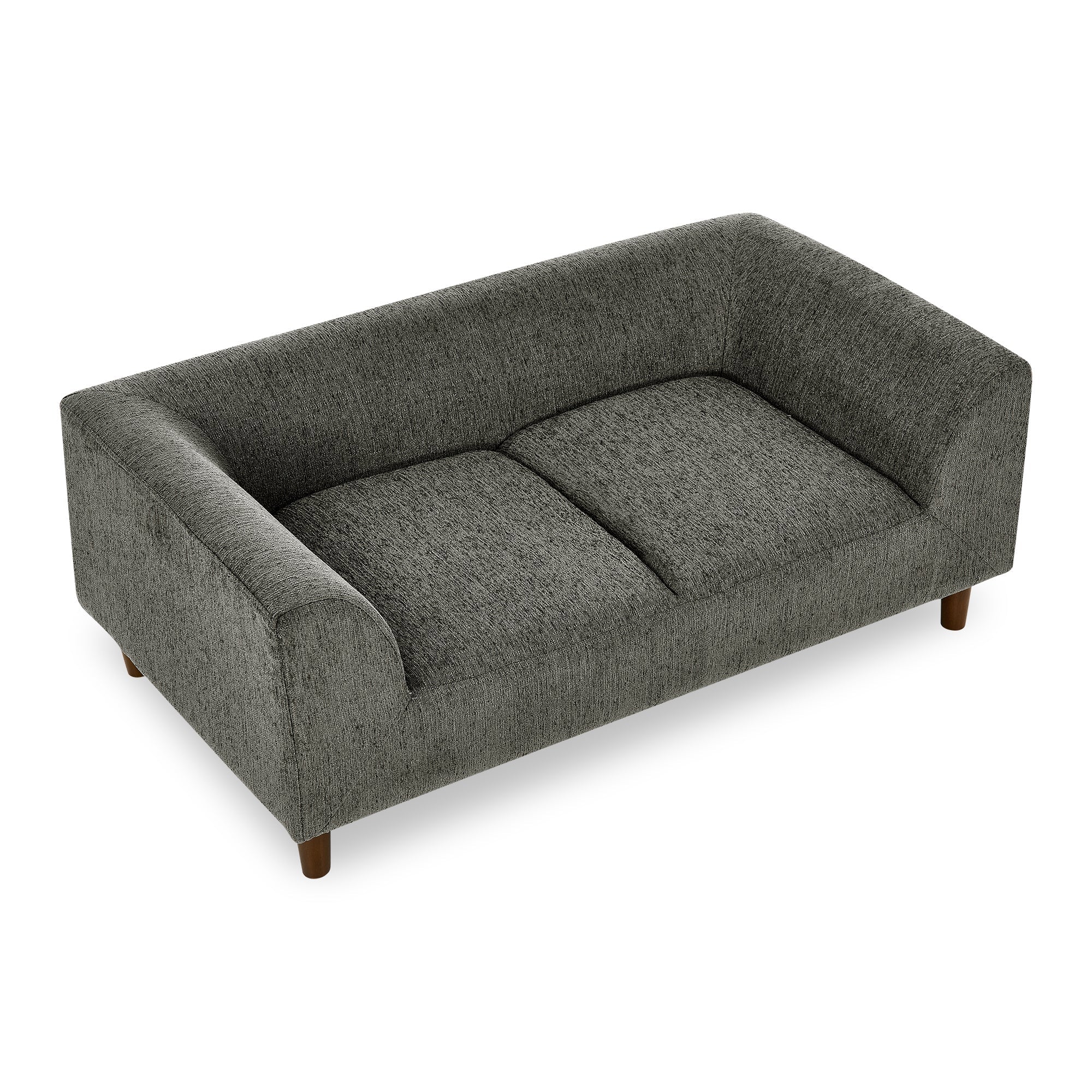 Modern Rectangular Pet Sofa with Backrest and Armrests, Soft Cushion, Dark Grey Linen, Rubber Wood Frame