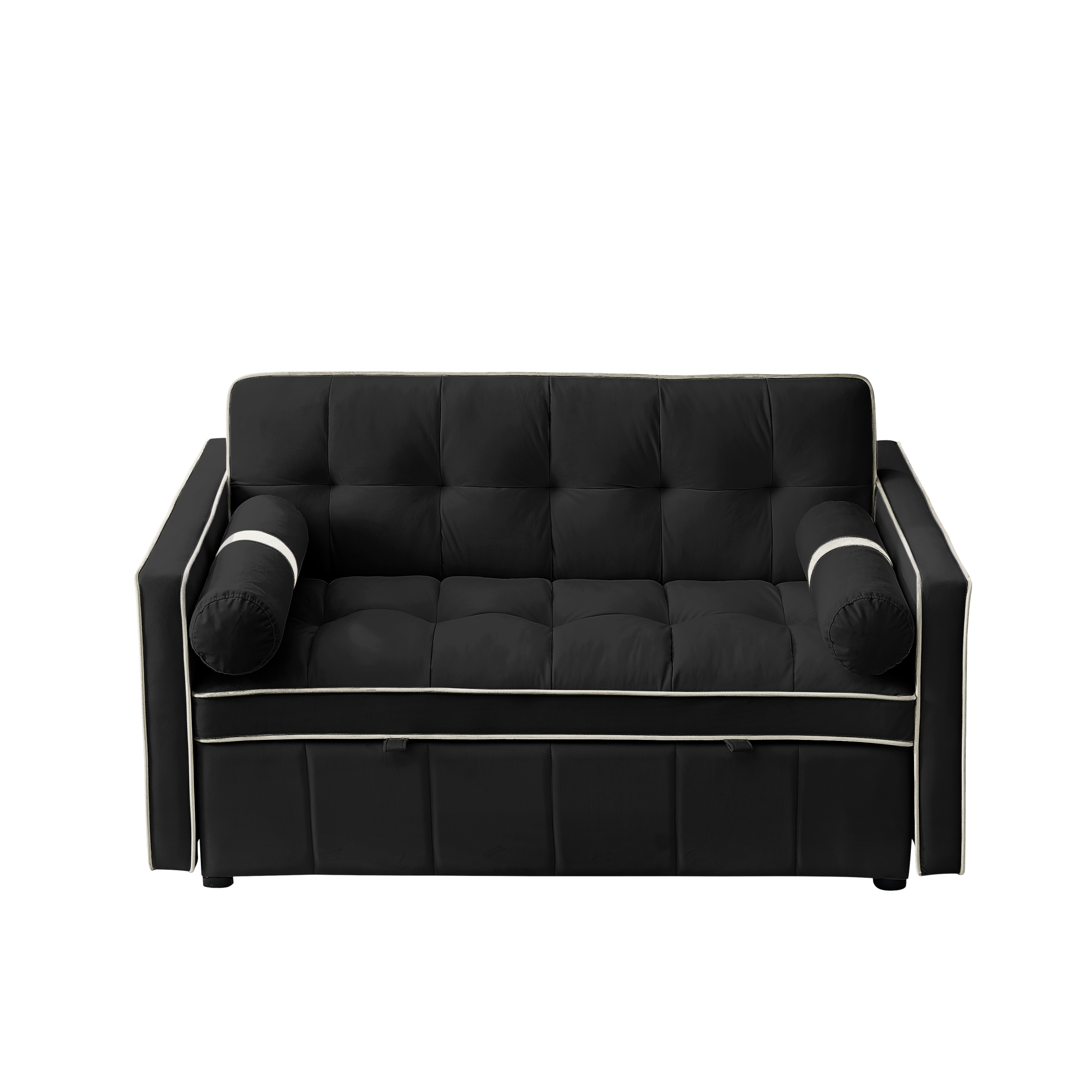 Modern 55.5' Pull Out Sleep Sofa Bed 2 Seater Loveseats Sofa Couch with side pockets, Adjsutable Backrest and Lumbar Pillows for Apartment Office Living Room