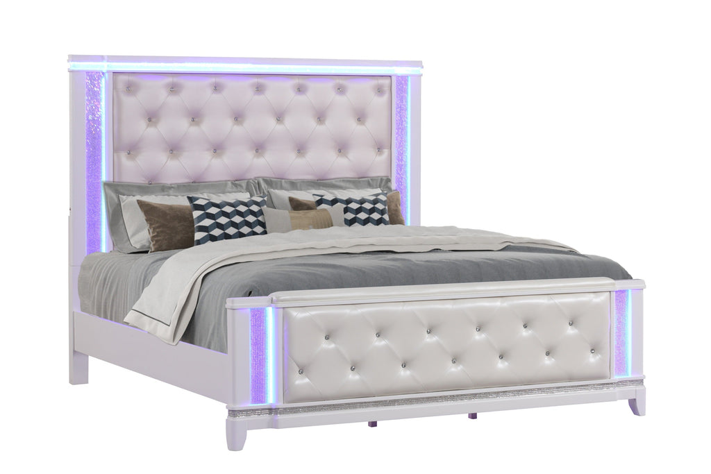 OPIUM  Queen 5 Pc Bedroom set in Milky White(NJ INVENTORY)