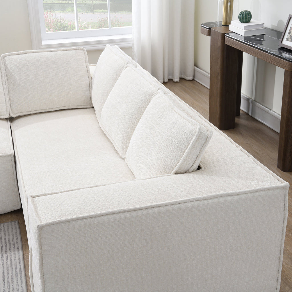 [VIDEO+New]129.5' Minimalist Style Modular Sectional Sofa,6 Seat Wrinkle-resistant Chenille Couch Set,2 PC Free Combination,Modern L-Shaped Cloud Sofa Set for Living Room,No Assembly Require,3 Colors