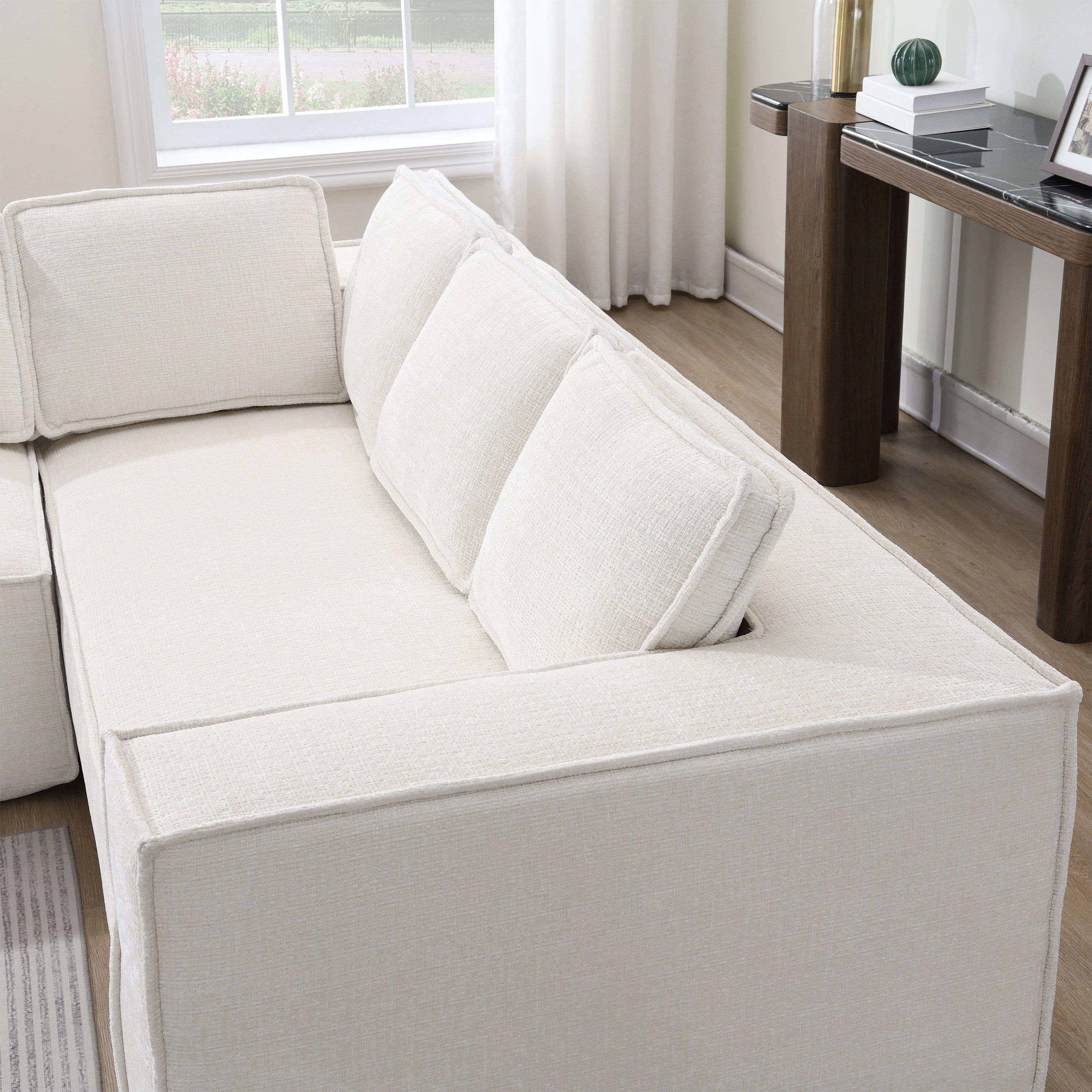 [VIDEO+New]129.5' Minimalist Style Modular Sectional Sofa,6 Seat Wrinkle-resistant Chenille Couch Set,2 PC Free Combination,Modern L-Shaped Cloud Sofa Set for Living Room,No Assembly Require,3 Colors