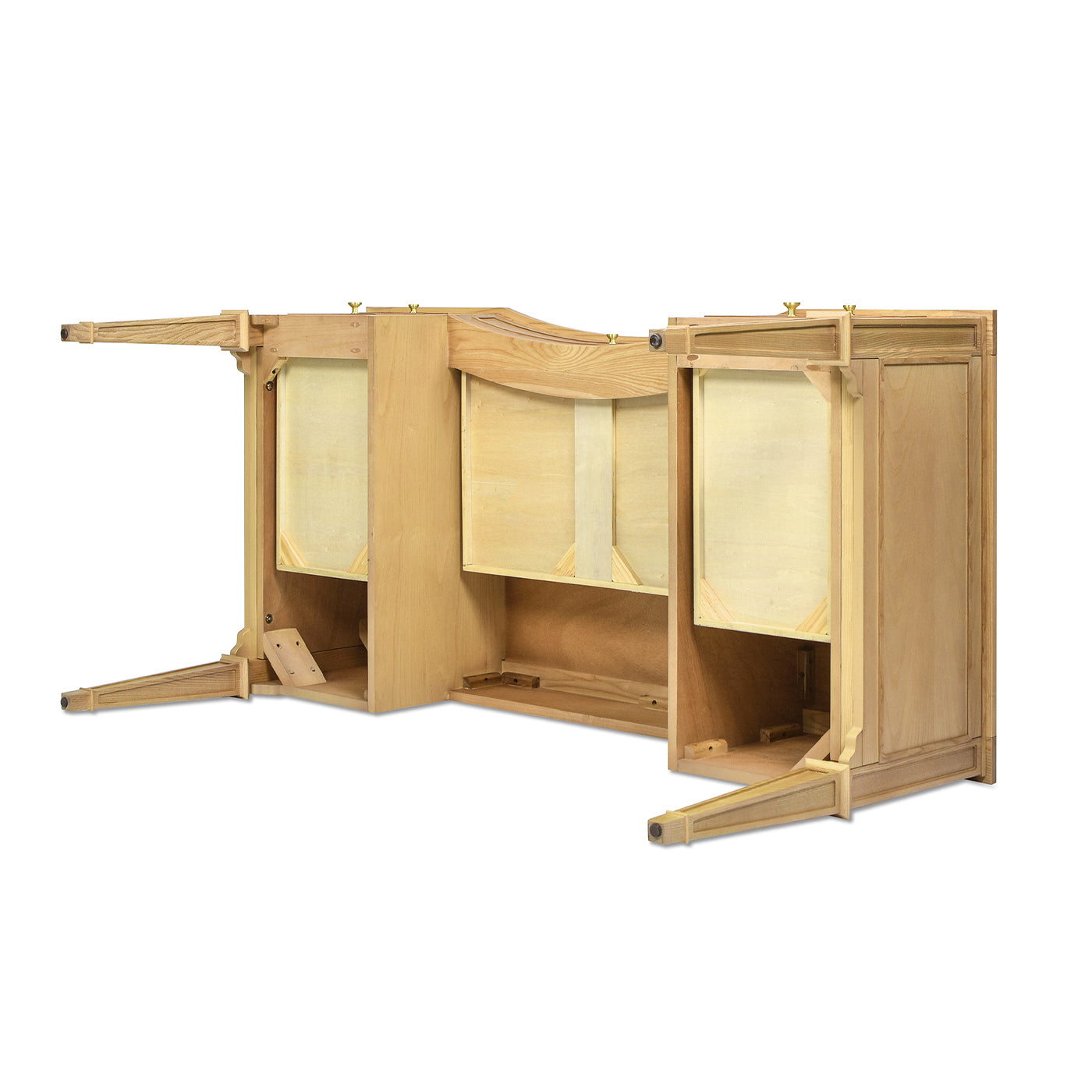 Dauphin Gold Accent 5-Drawer Wood Executive Desk, Natural Brown Wood