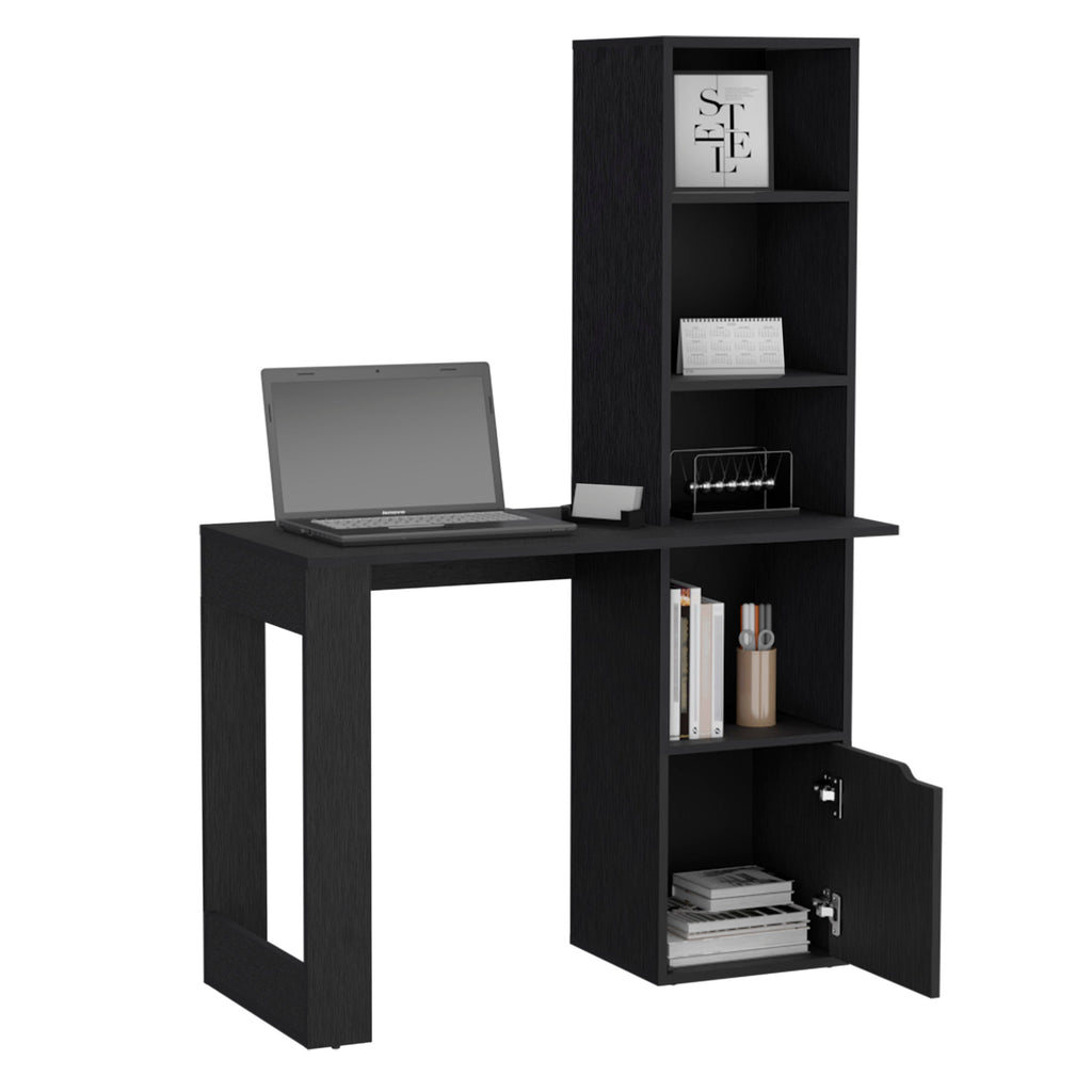 Iowa Computer Desk with 1-Cabinet and 4-Tier Bookcase