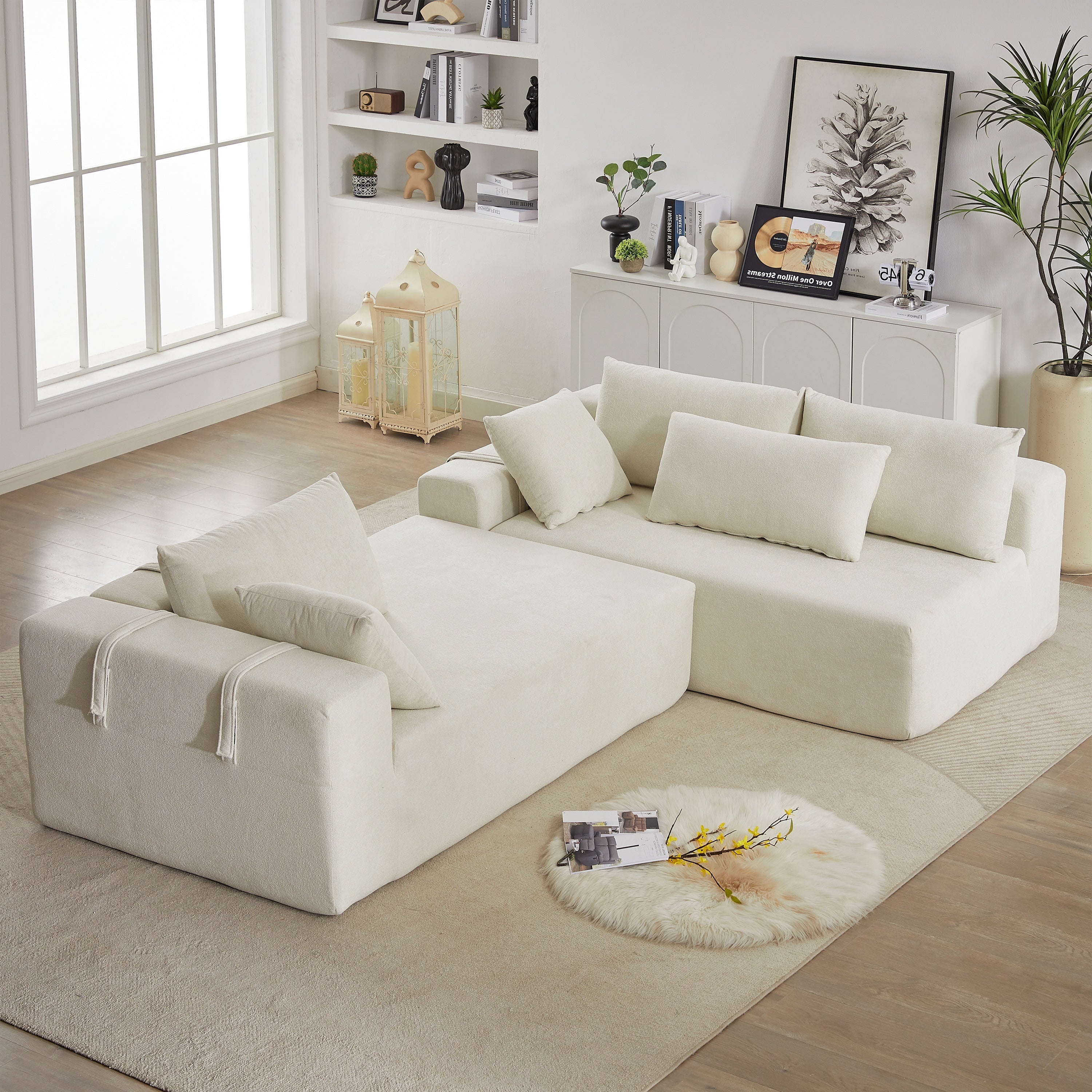 Modern Chenille Upholstered Sectional Sofa Couch Set,Modular 108' L Shaped Sectional Living Room Sofa Set With 6 Pillows,Free Combination Sofa Couch for Living Room,Bedroom