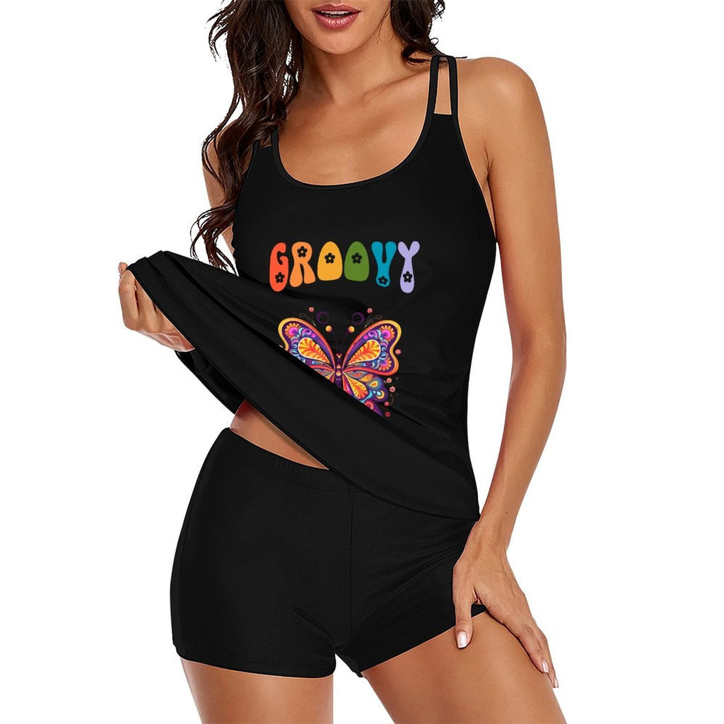 Groovy Butterfly Tankini Two-Piece Swimsuit for Women (Made in USA)