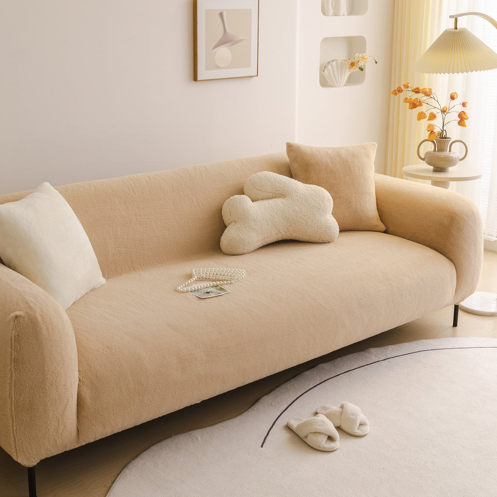 Soft Plush Warm Sofa Cover Stretchable Cozy Velvet Couch Protector for Fall & Winter