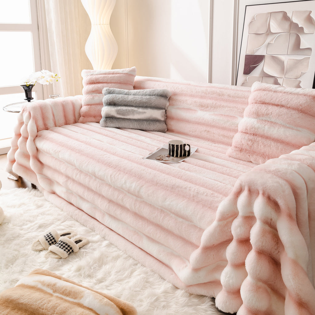 Ultra Soft Faux Fur Couch Cover – Large, Fluffy, and Elegant Sofa Throw Blanket