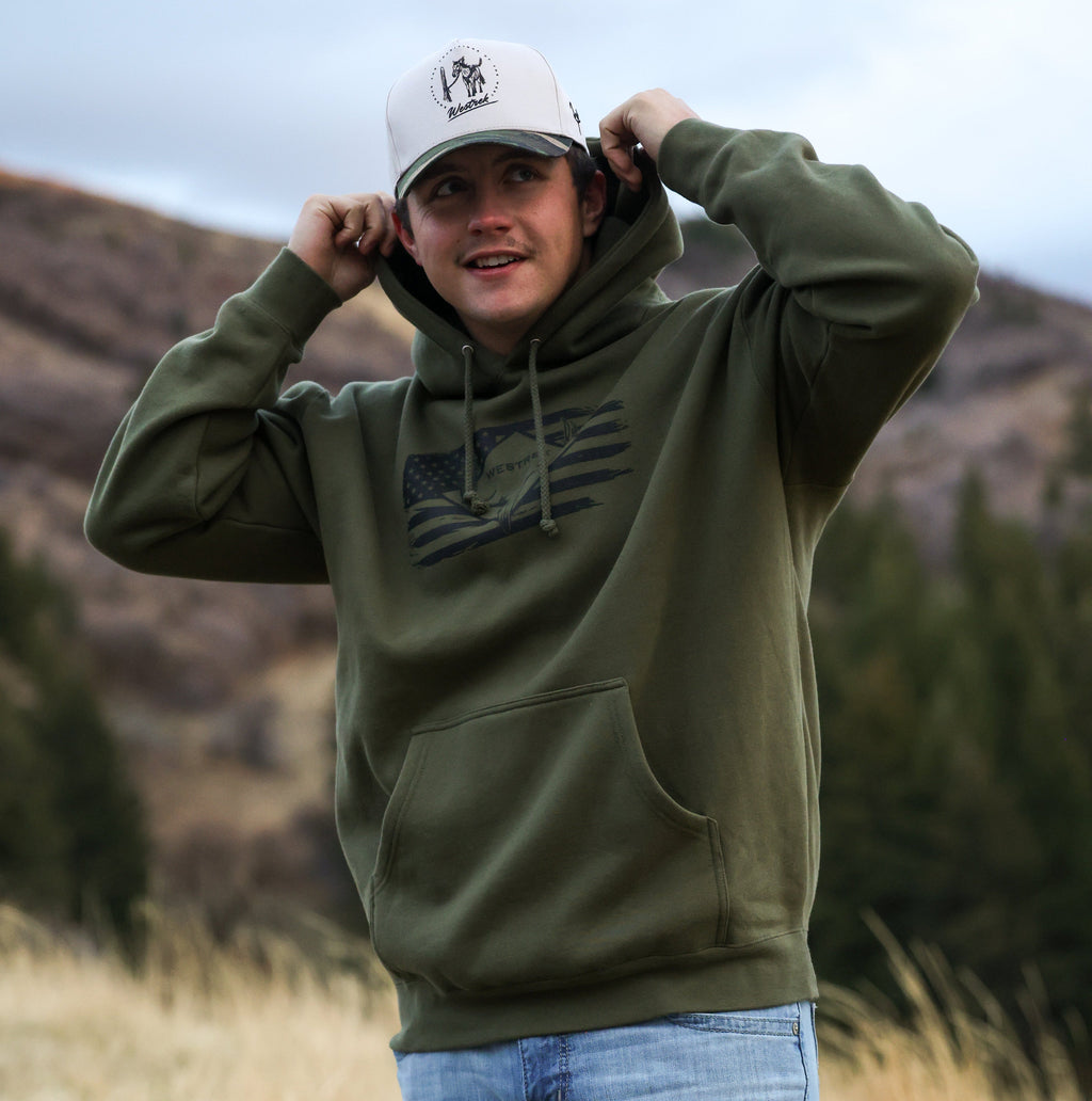 Army Green skull buck hoodie