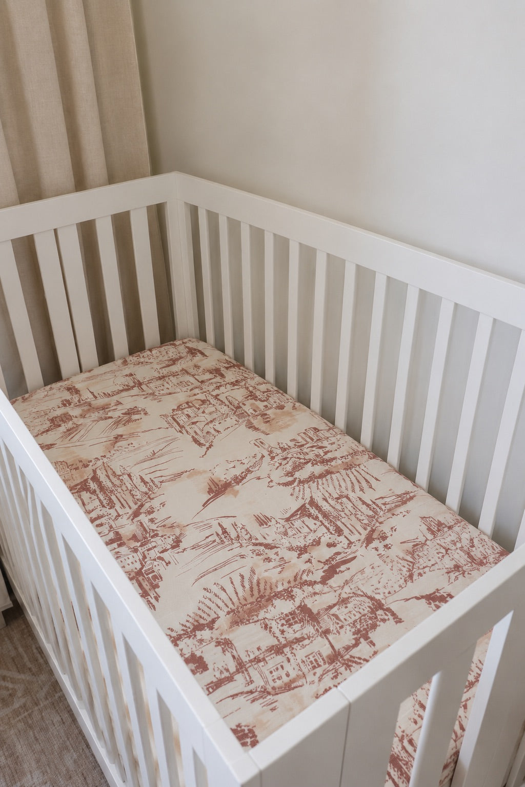 Brown Toile Crib Sheet