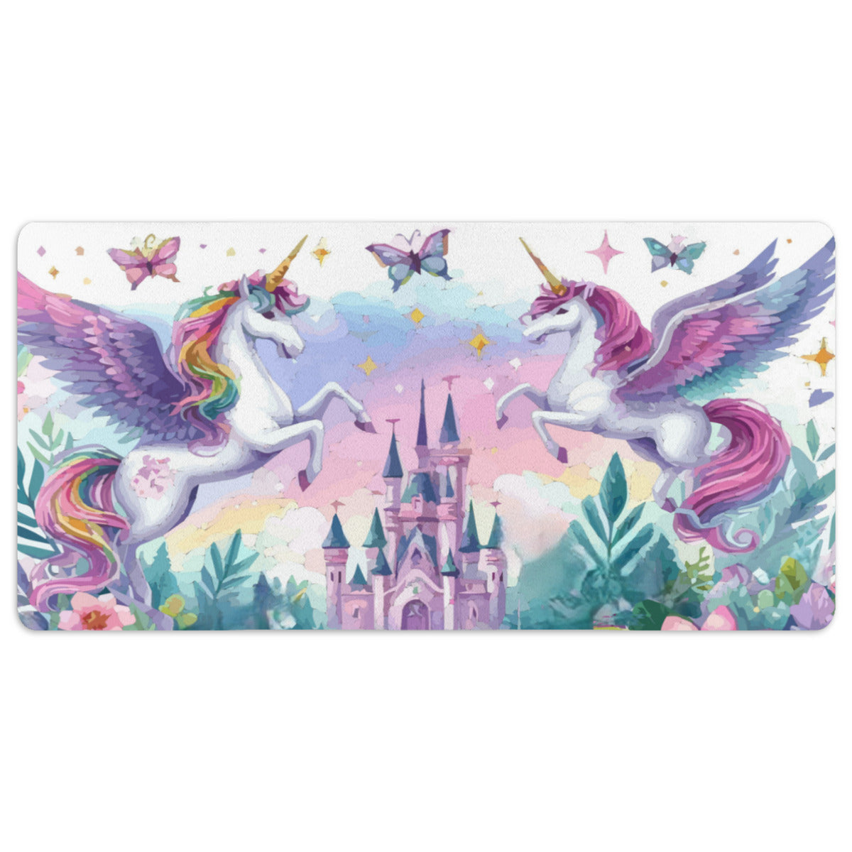 Pink Unicorns and Castle 40" x 20" Mousepad Desk Mat