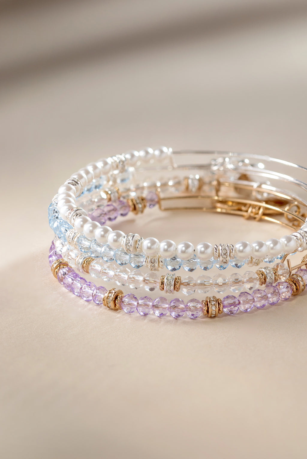 Purple Crystal Beaded Bangle