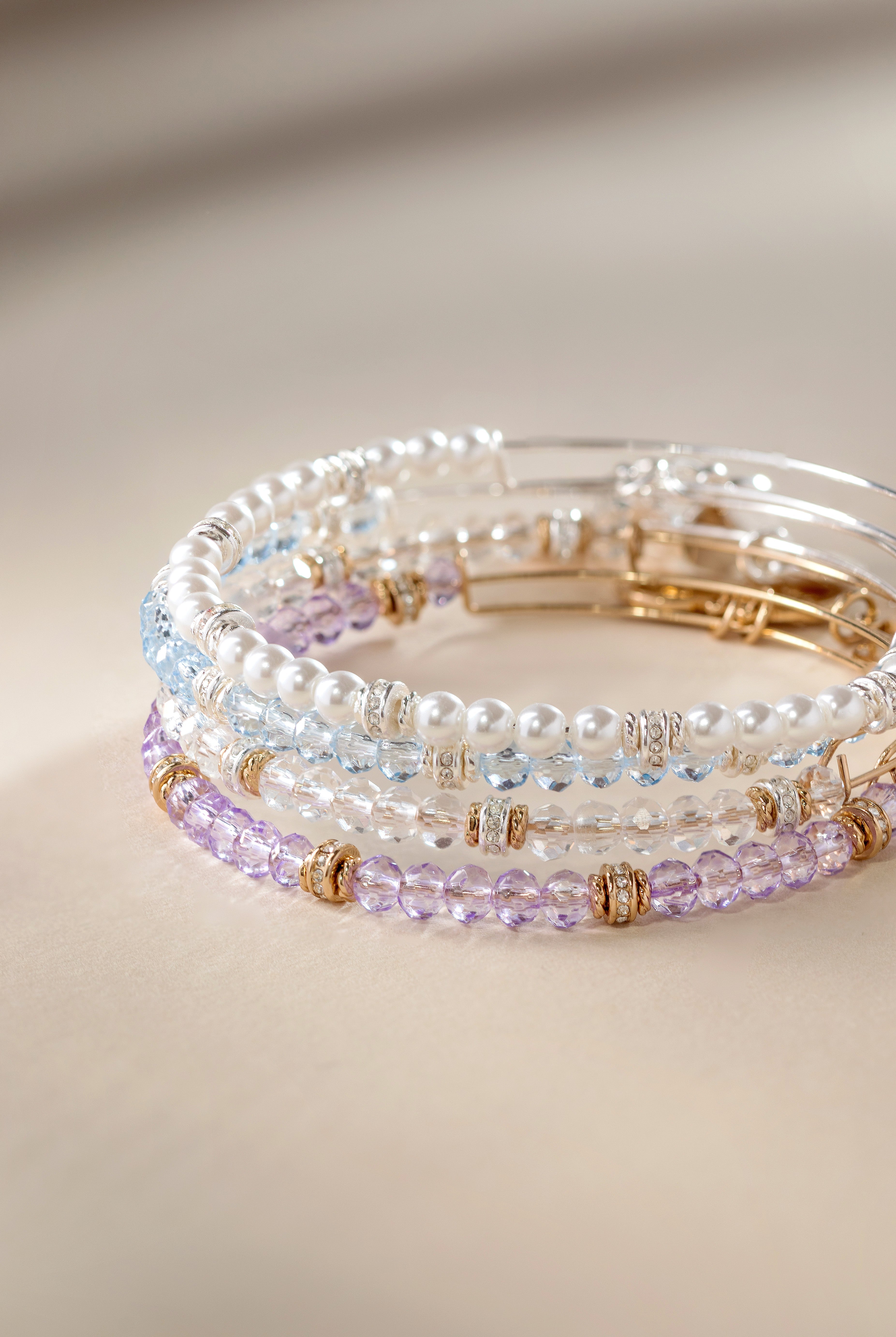 Purple Crystal Beaded Bangle