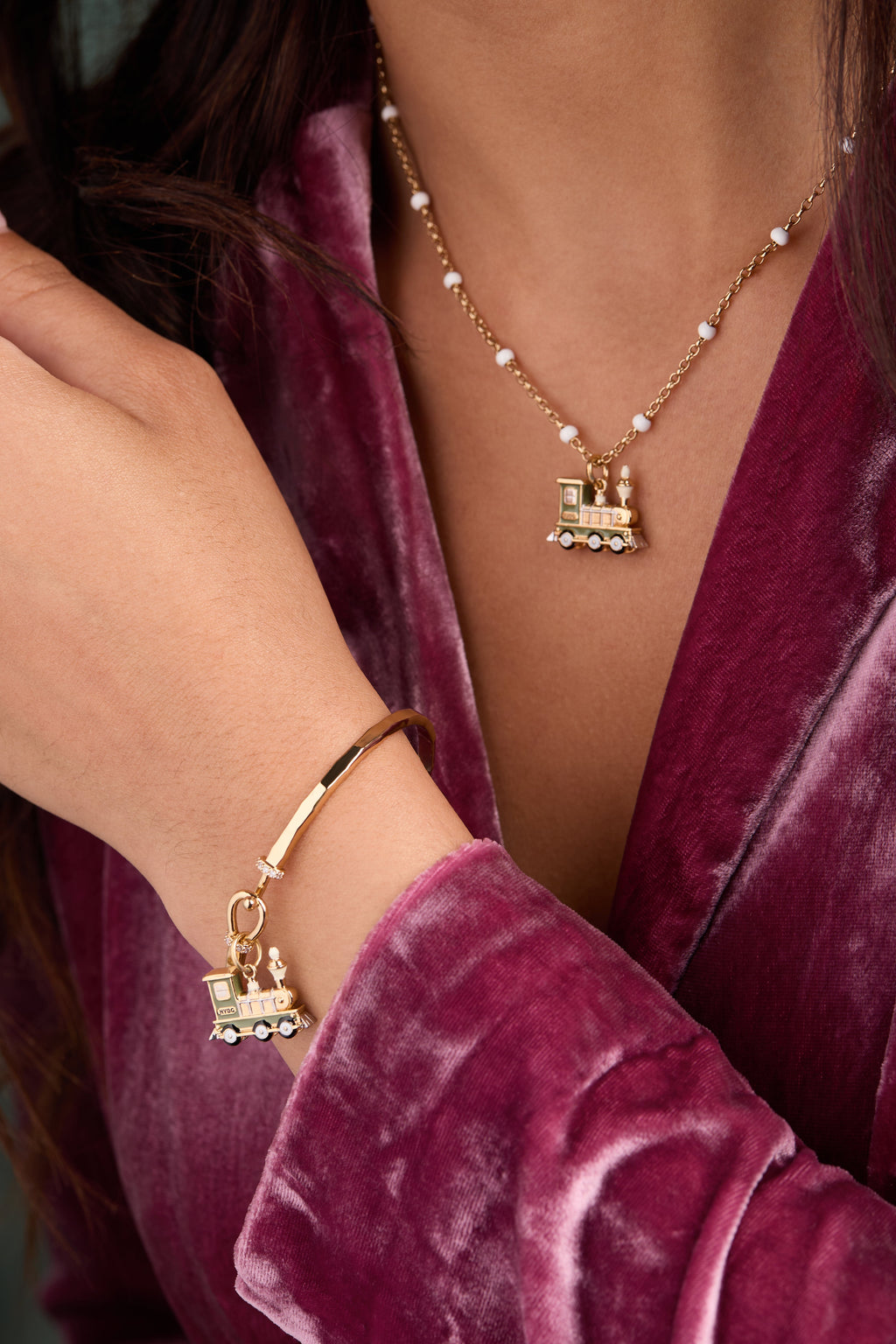 New York Botanical Garden® Holiday Train Pearl Chain Necklace