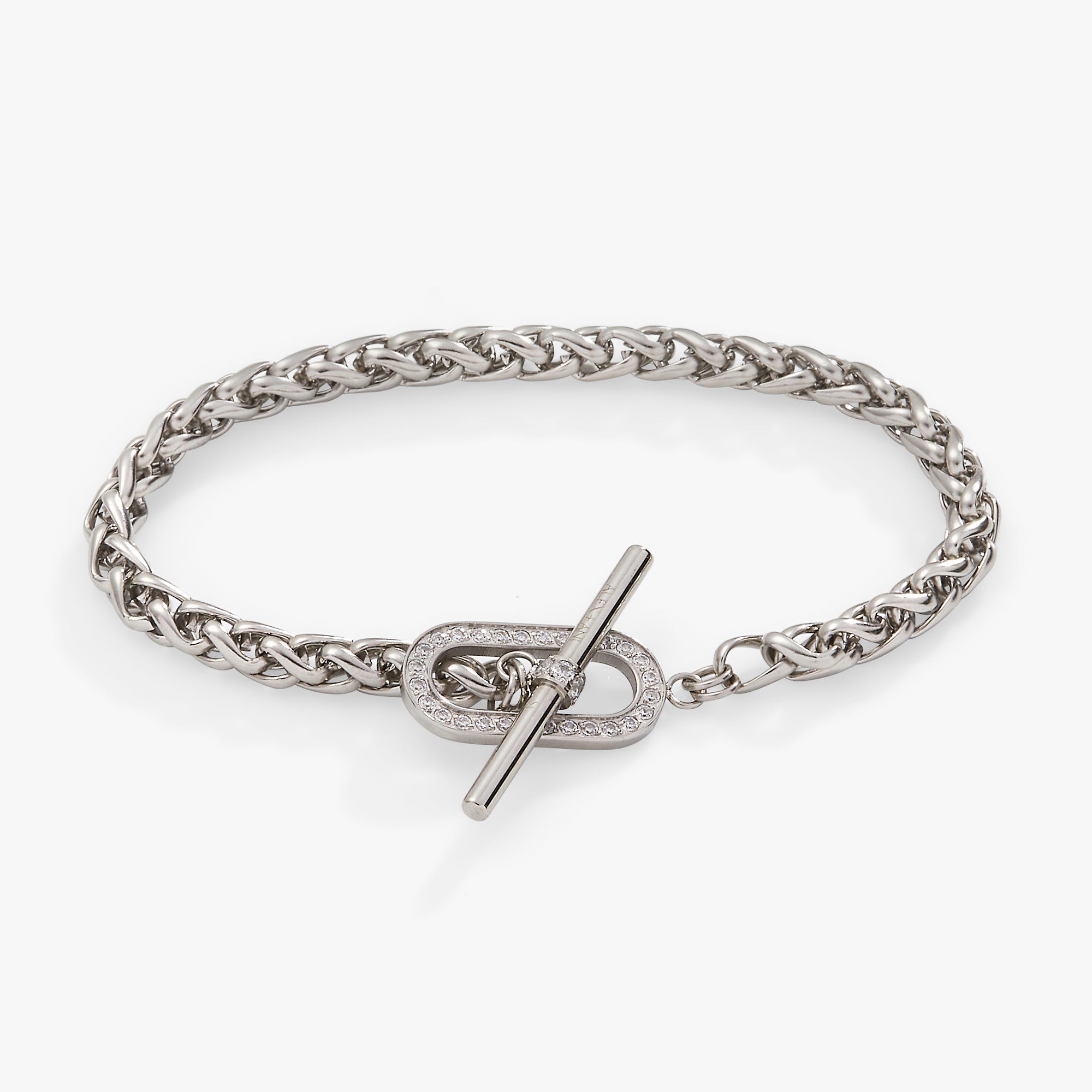 Wheat Chain Pavé Crystal Toggle Bracelet