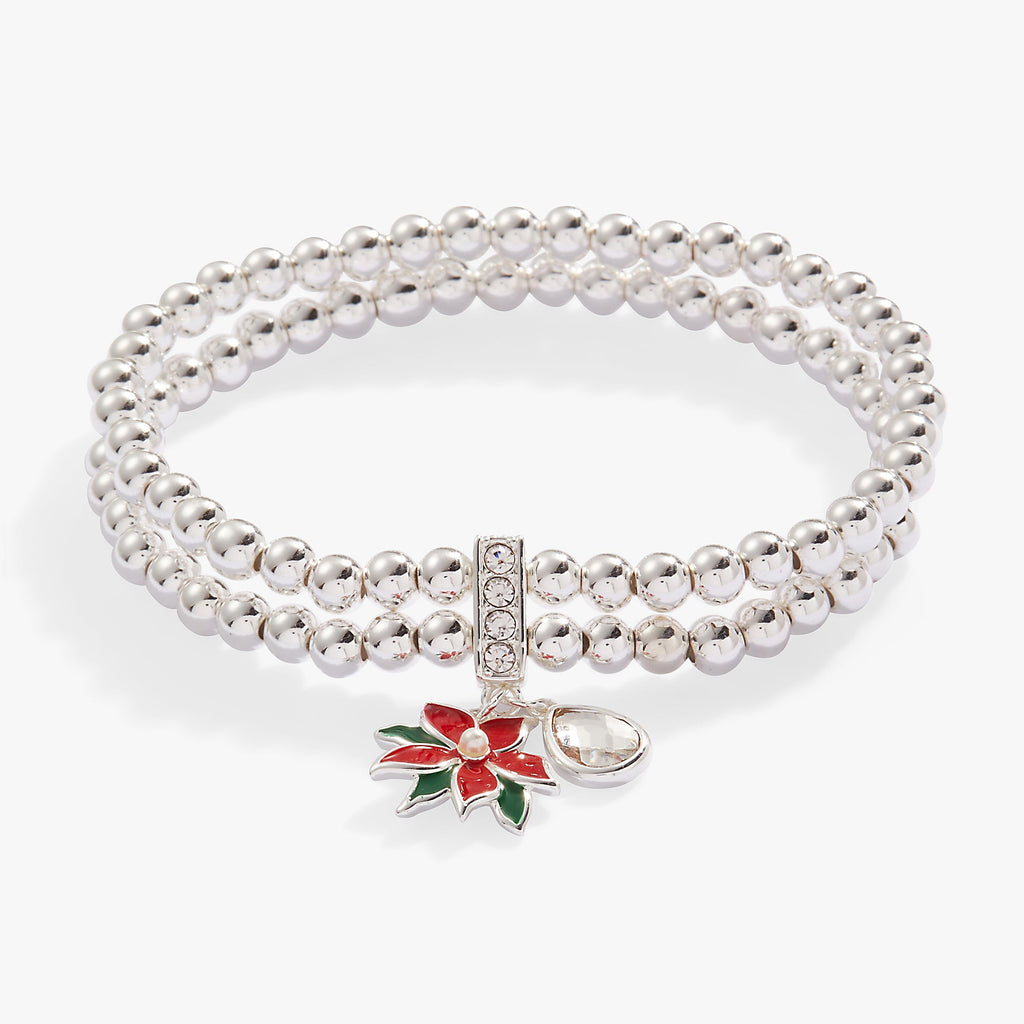 Poinsettia Stretch Charm Bracelet