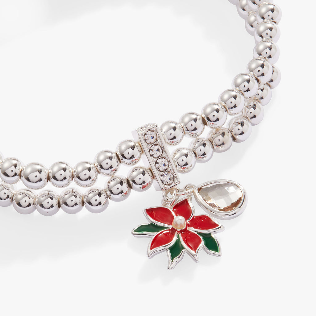 Poinsettia Stretch Charm Bracelet