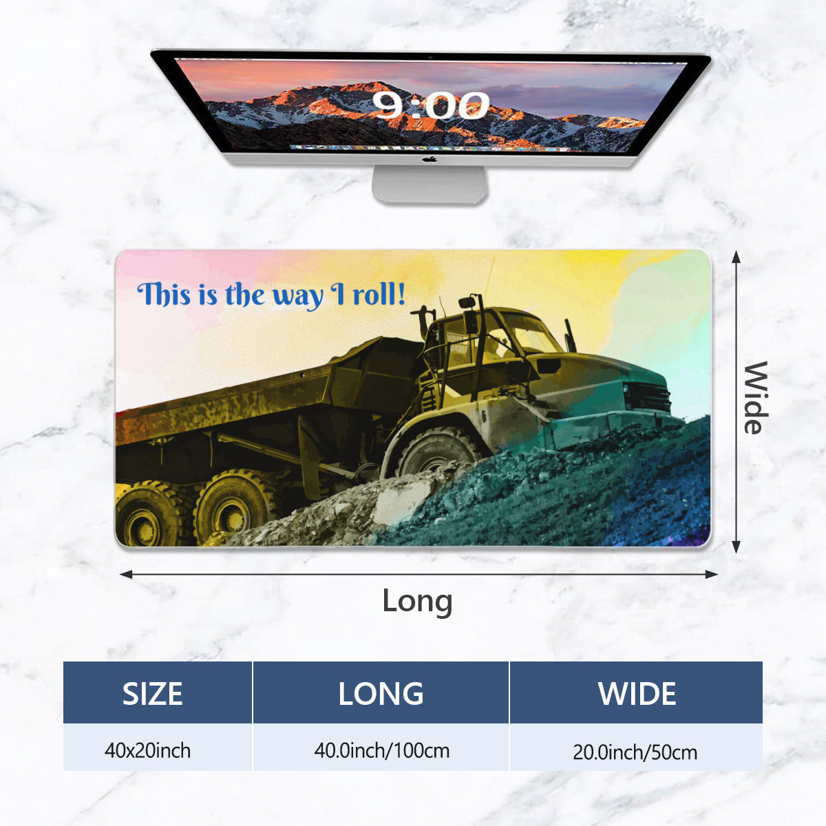 This Is the Way I Roll Dump Truck 40" x 20" Rectangle Mousepad Desk Mat