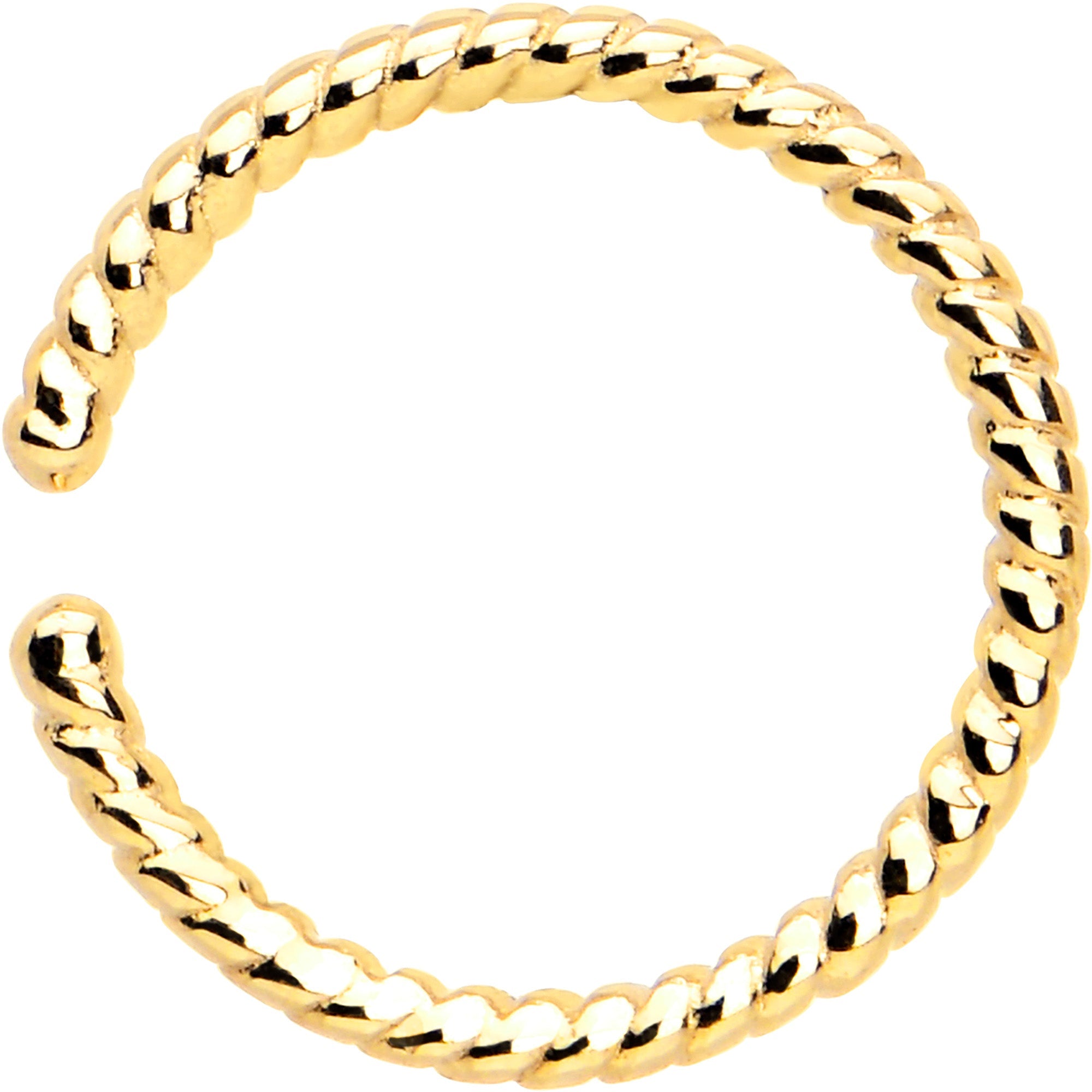14k Yellow Gold Bendable Nose Hoop 20G 5/16 Twisted