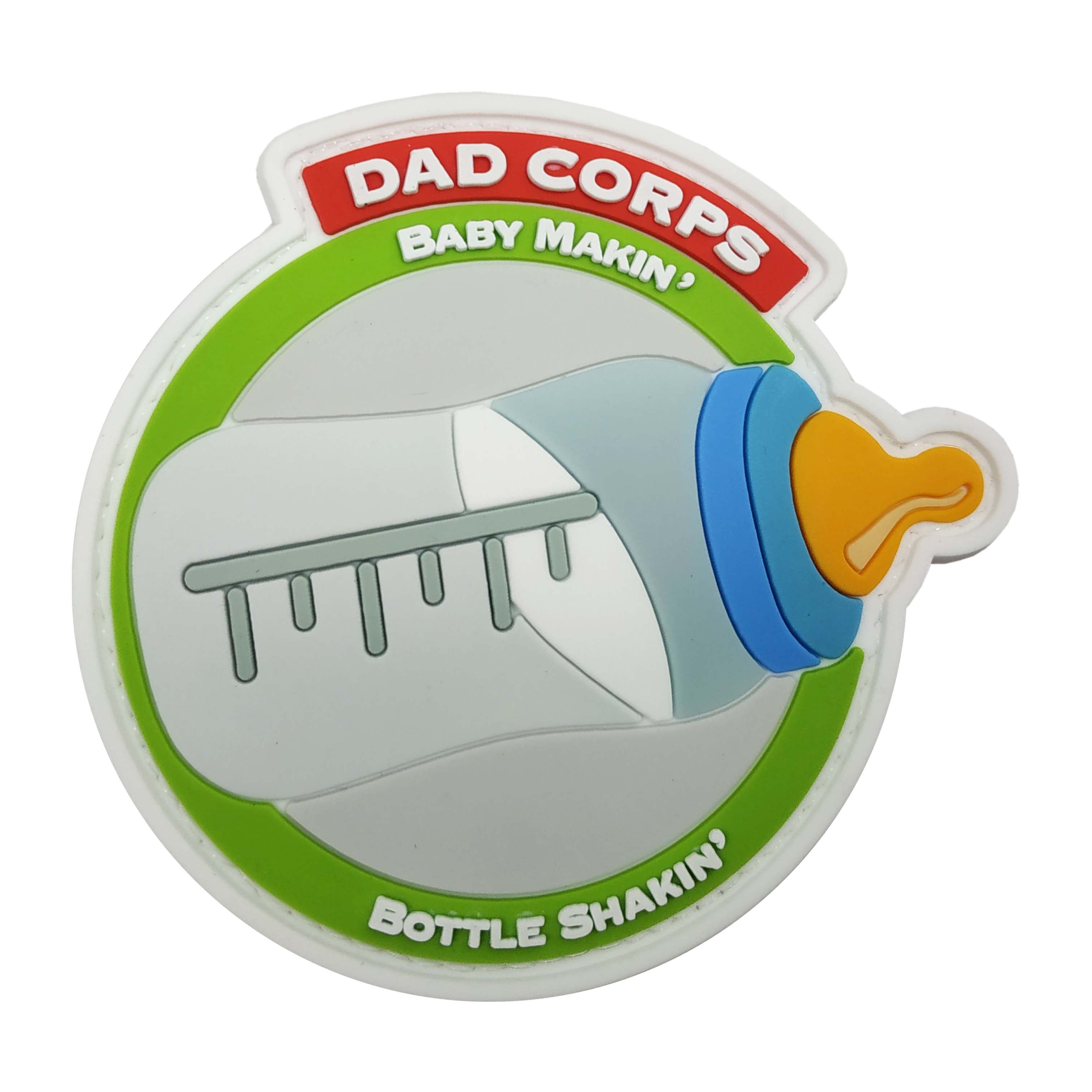 Dad Corps, Baby Making, Bottle Shaking PVC Patch Black and Gray
