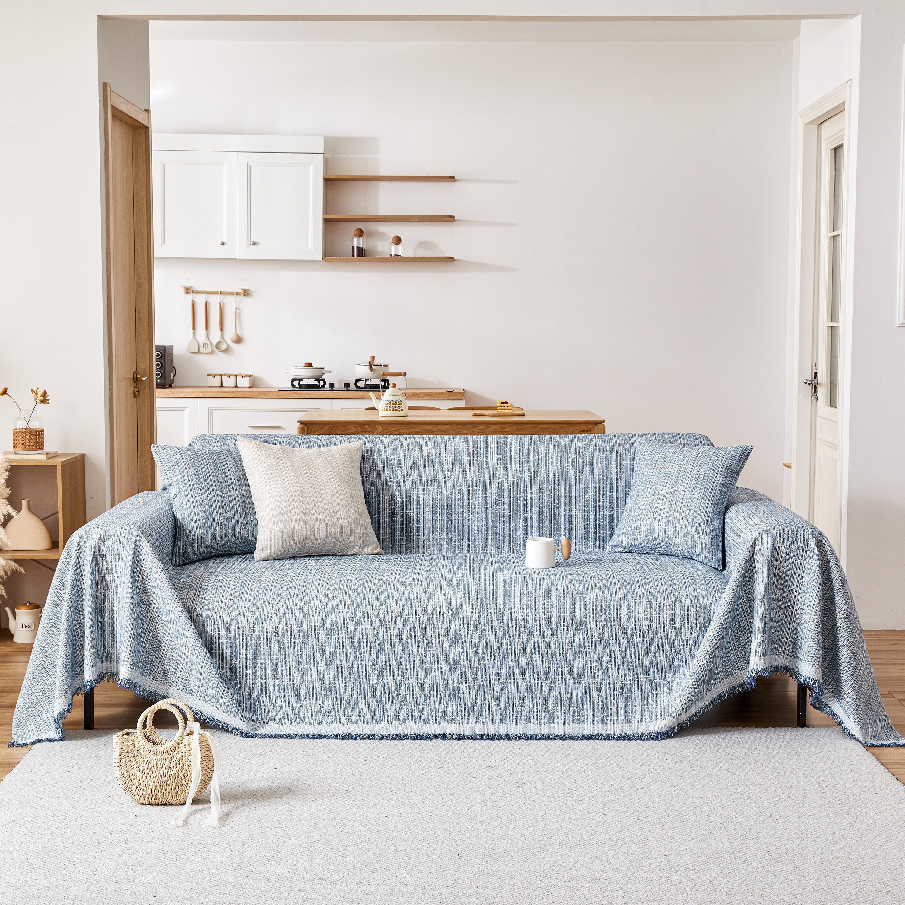 Couch Cover Blanket Couch Covers for Most Shape Sofas Washable Durable Sofa Throw Cover with Tassels