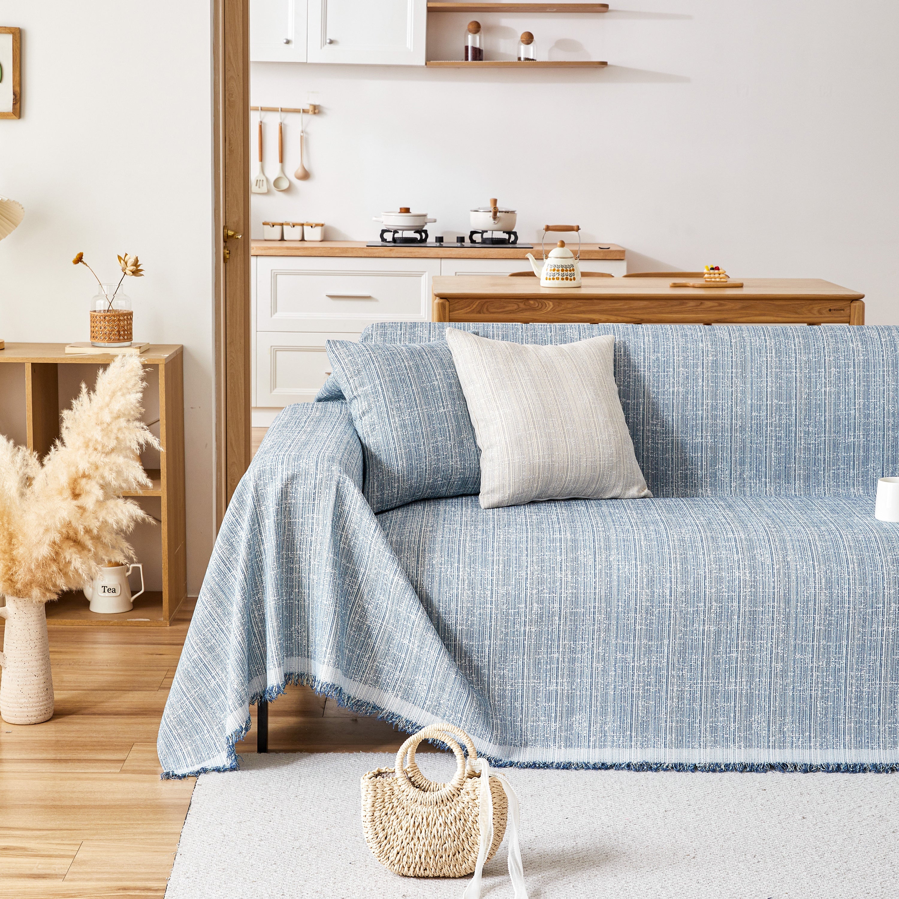 Couch Cover Blanket Couch Covers for Most Shape Sofas Washable Durable Sofa Throw Cover with Tassels