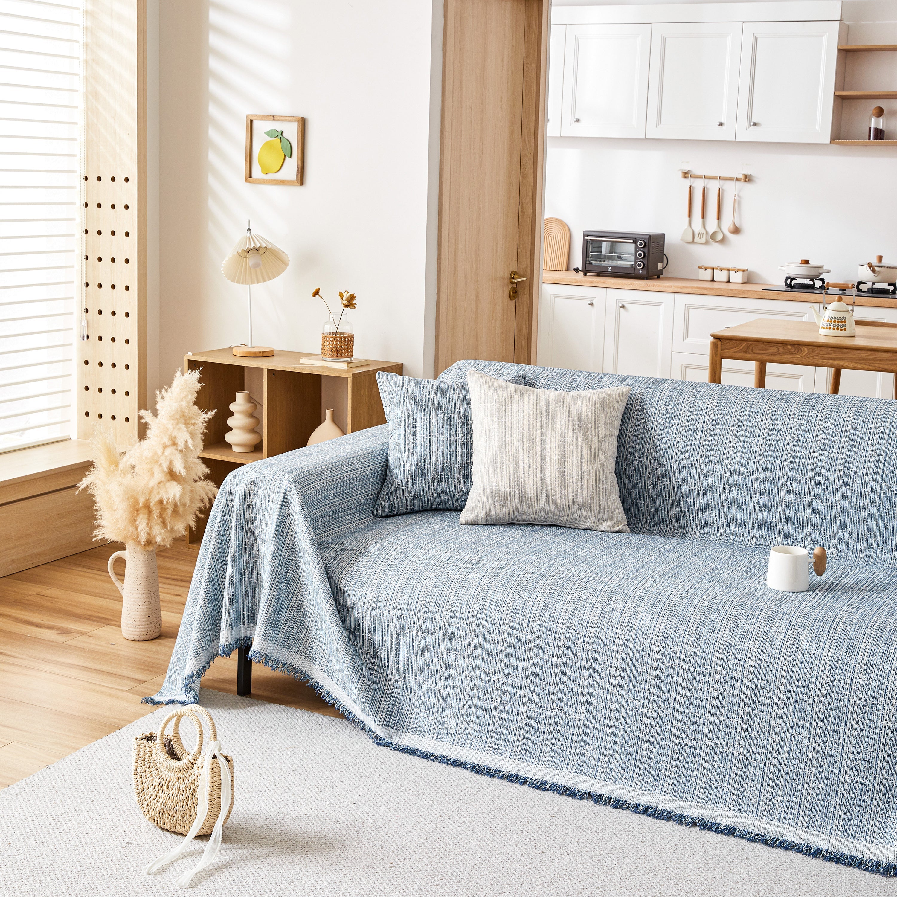 Couch Cover Blanket Couch Covers for Most Shape Sofas Washable Durable Sofa Throw Cover with Tassels