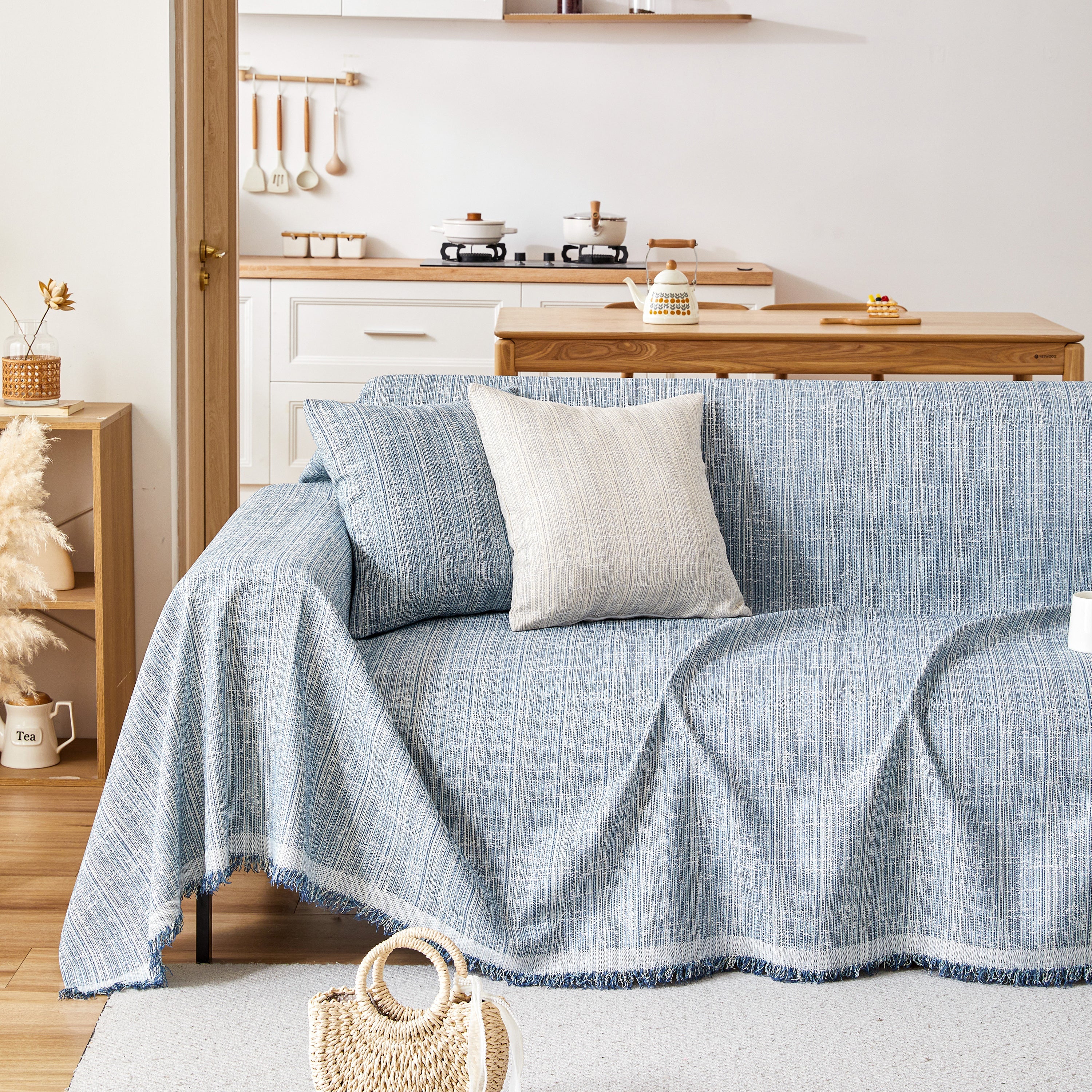 Couch Cover Blanket Couch Covers for Most Shape Sofas Washable Durable Sofa Throw Cover with Tassels