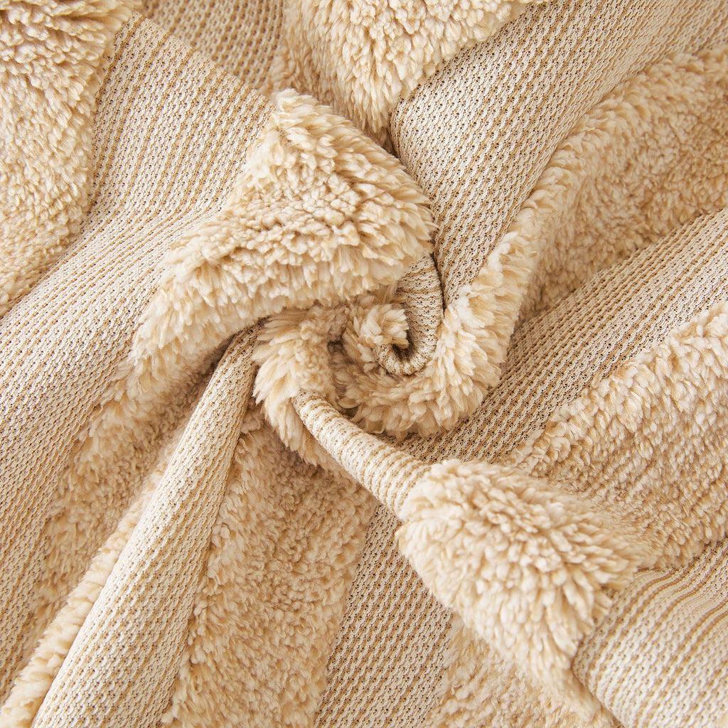 Cozy Plush Sofa Topper with Raised Wave Texture, Non-Slip Furniture Protector Cover