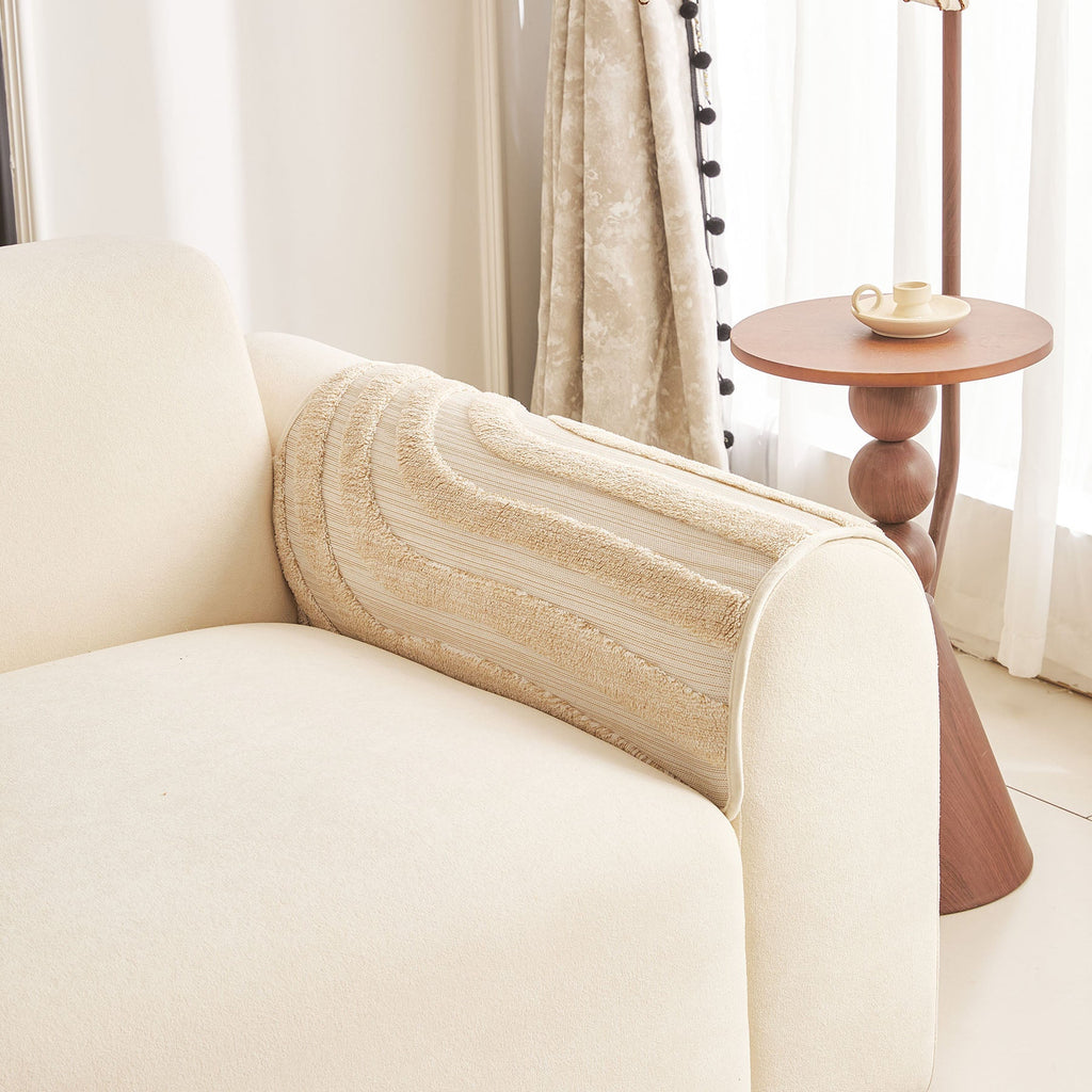 Cozy Plush Sofa Topper with Raised Wave Texture, Non-Slip Furniture Protector Cover