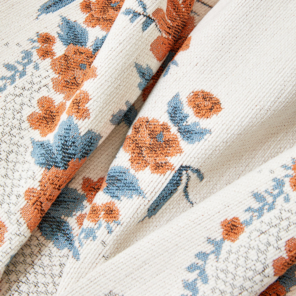 Charming French Country Floral Basket Sofa Throw Cover Rustic Farmhouse-Style Couch Cover Blankets