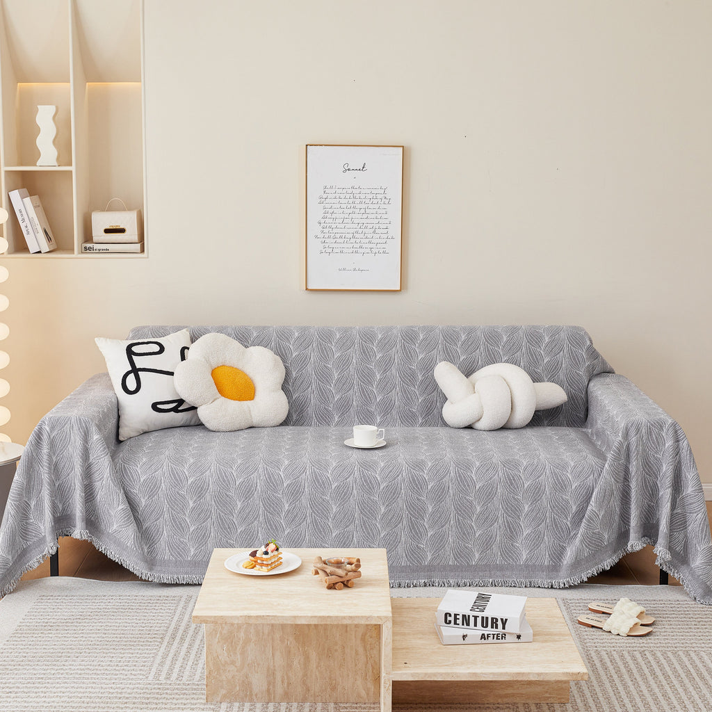 Leaf Universal Furniture Protector Chenille Couch Cover, Large Couch Cover Blanket for Couch Sofa