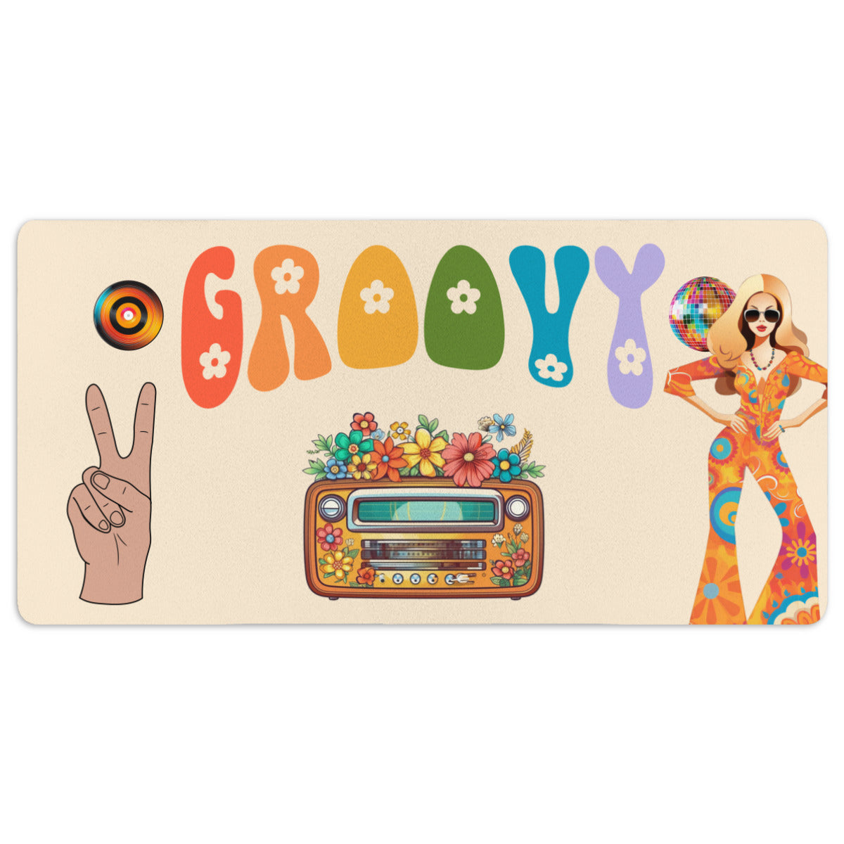 Groovy 1970's Style Disco Ball 40" x 20" Mousepad Desk Mat