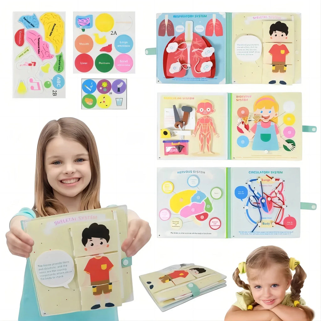 Human Body Parts Quiet Book – Educational Anatomy Felt Board for Toddlers