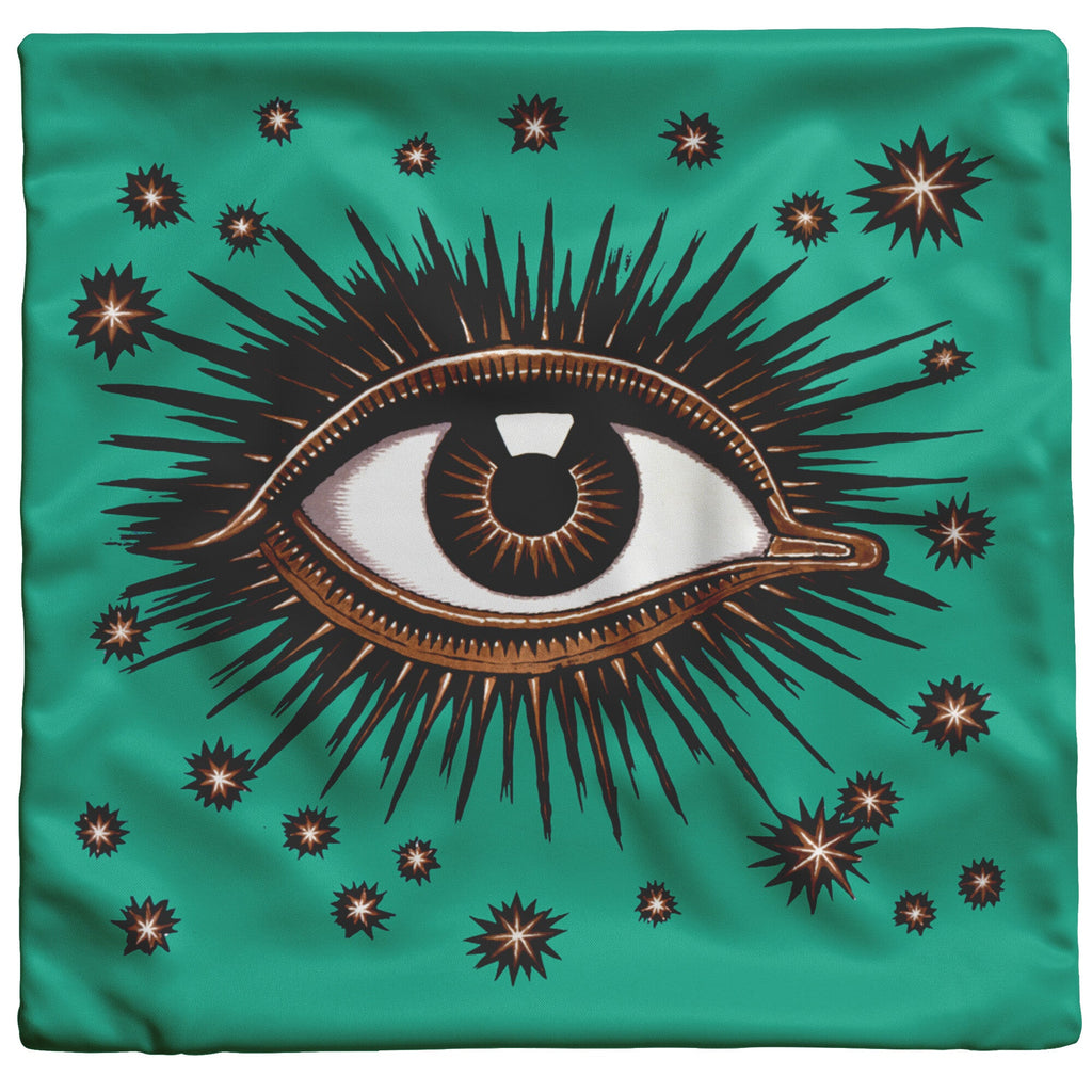 "All Seeing Eye" Throw Pillow (Teal)