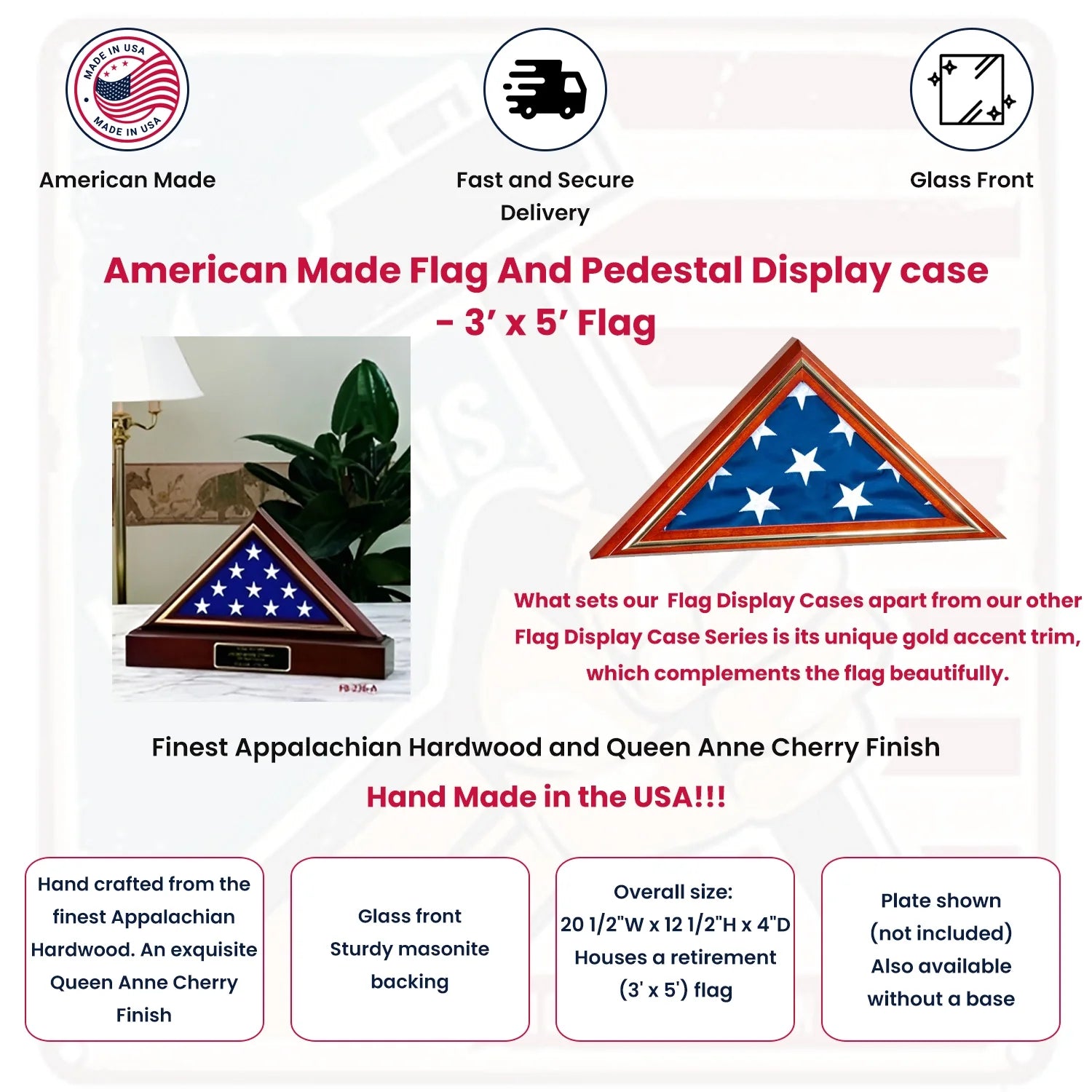 Flags Connections American Made Flag And Pedestal Display case.