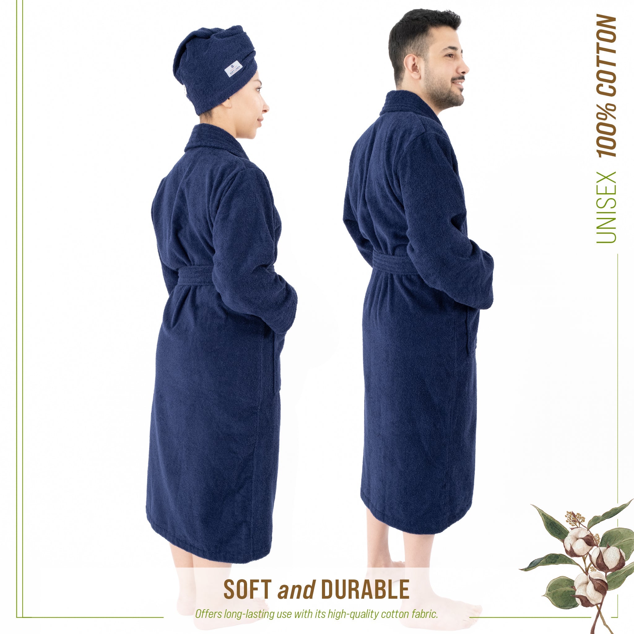 American Soft Linen, 100% Cotton Robes for Women and Men, Soft Lightweight Unisex Couple Turkish Bathrobes Wholesale