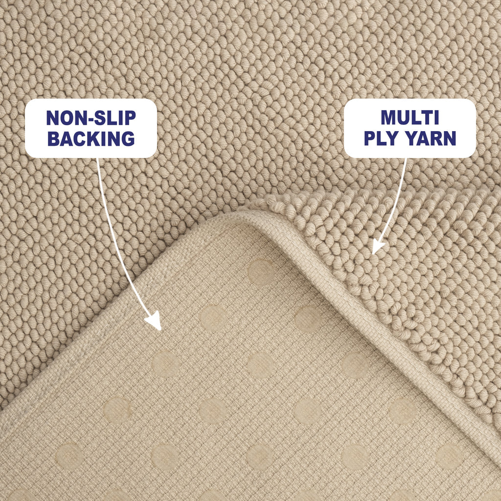 American Soft Linen 100% Cotton Bath Mat Rugs, 17x24 inches with Silicone Backing, Soft Absorbent Grip-Enhanced Bath Mats for Bathroom