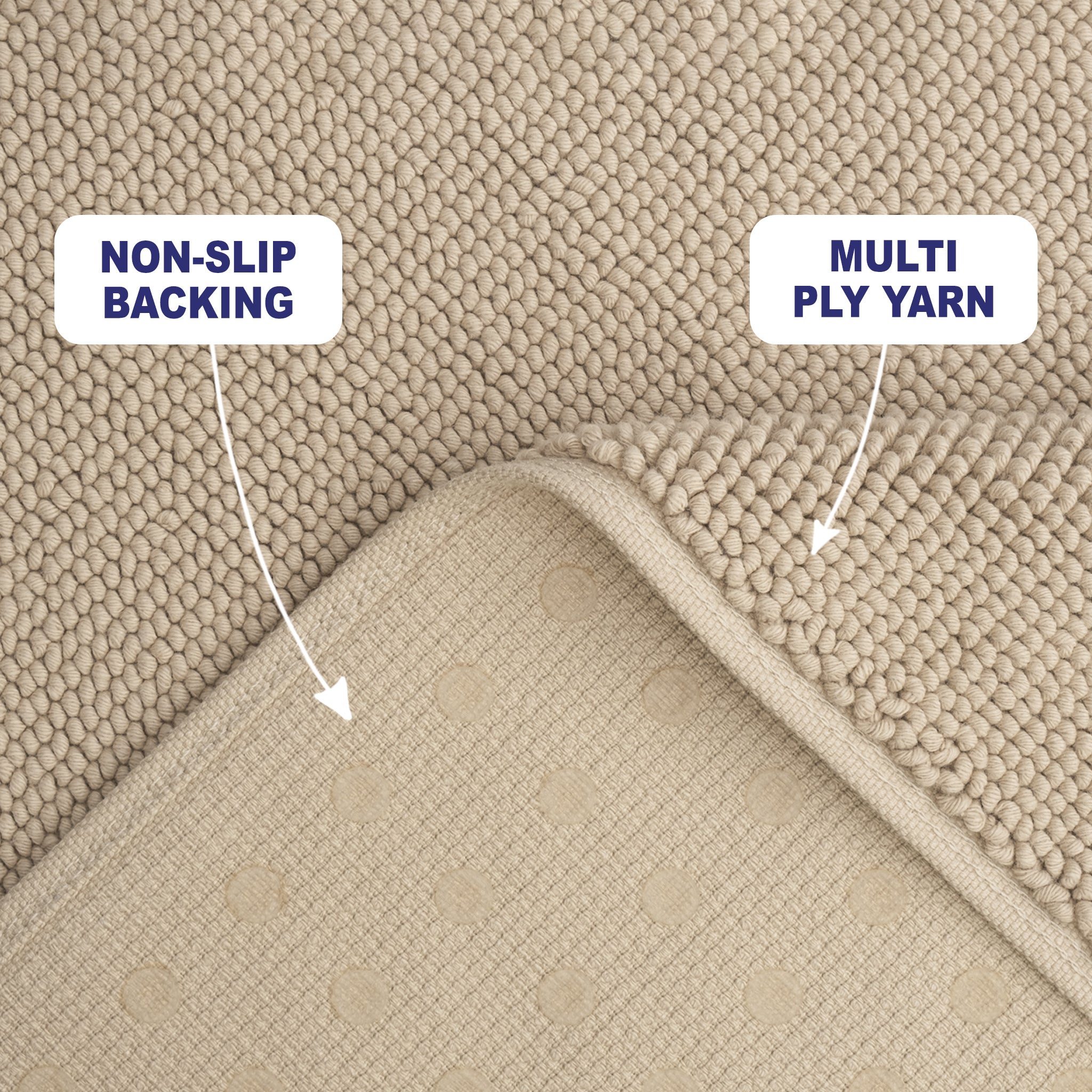 American Soft Linen 100% Cotton Bath Mat Rugs, 17x24 inches with Silicone Backing, Soft Absorbent Grip-Enhanced Bath Mats for Bathroom