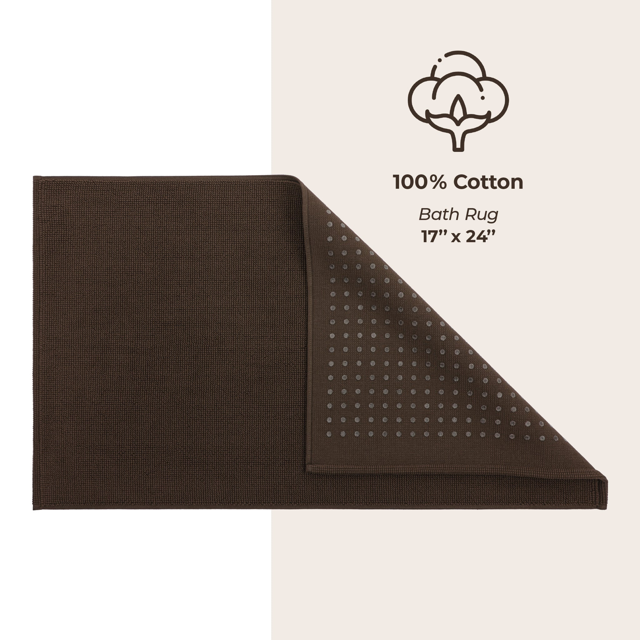 American Soft Linen 100% Cotton Bath Mat Rugs, 17x24 inches with Silicone Backing, Soft Absorbent Grip-Enhanced Bath Mats for Bathroom