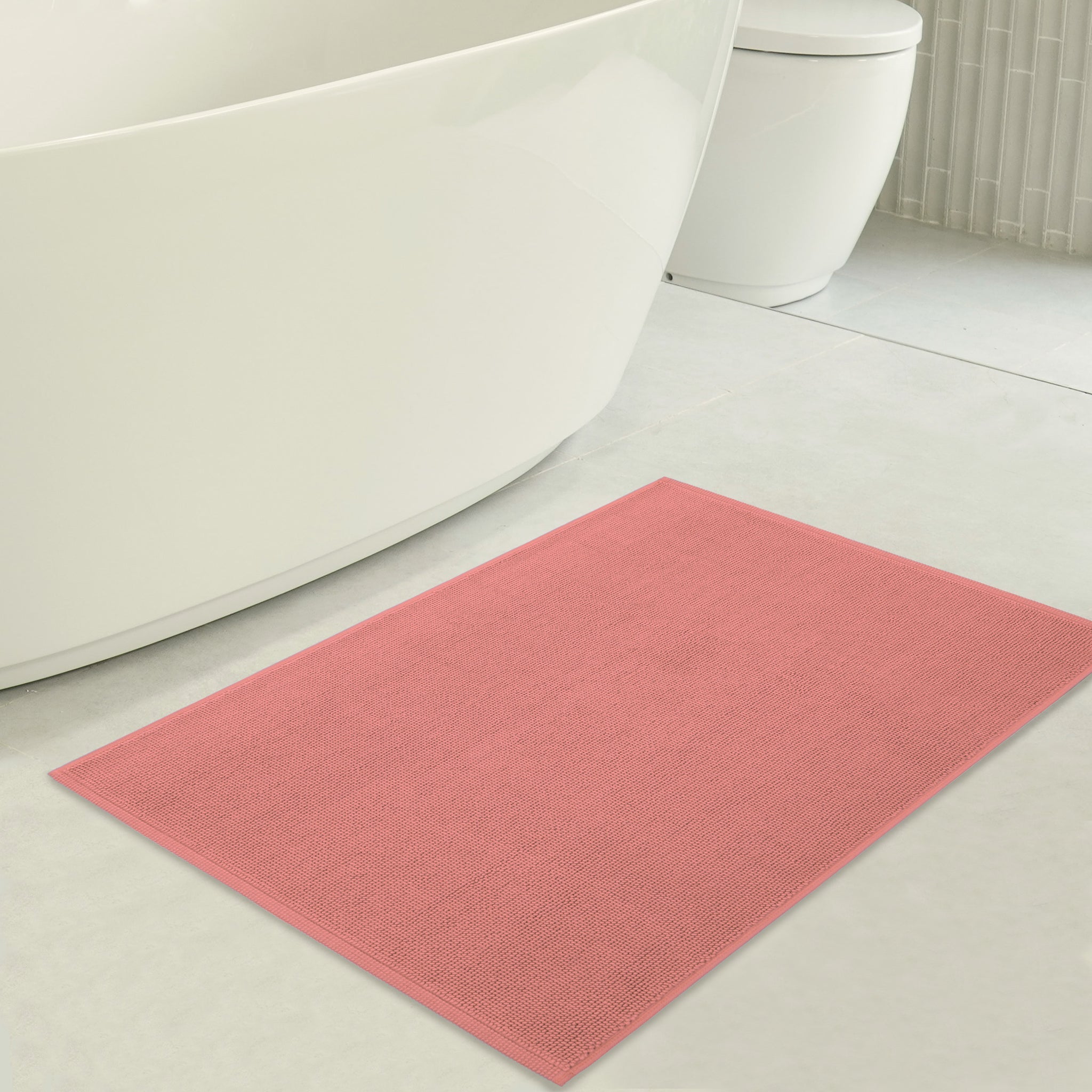 American Soft Linen 100% Cotton Bath Mat Rugs, 17x24 inches with Silicone Backing, Soft Absorbent Grip-Enhanced Bath Mats for Bathroom