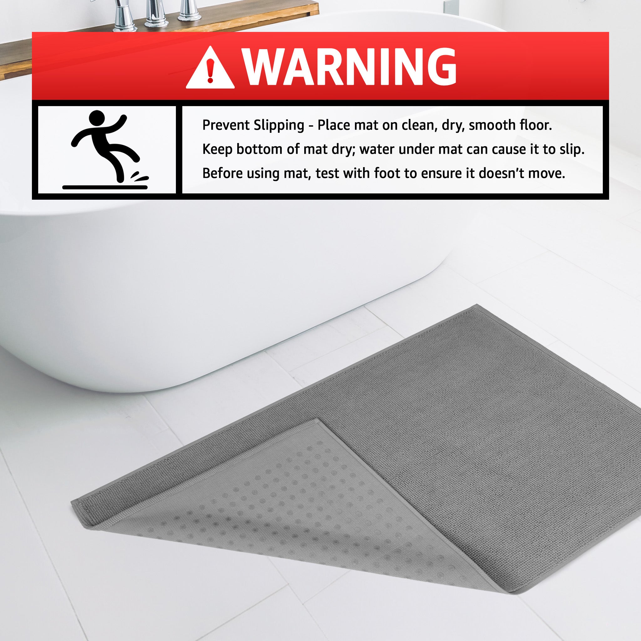 American Soft Linen 100% Cotton Bath Mat Rugs, 17x24 inches with Silicone Backing, Soft Absorbent Grip-Enhanced Bath Mats for Bathroom